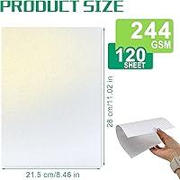 Vista 2 de Paquete de 120 cartulina blanca brillante dorada metálica de doble cara, 8.5 x 11 pulgadas, 244 GSM, apta para impresoras láser para bodas