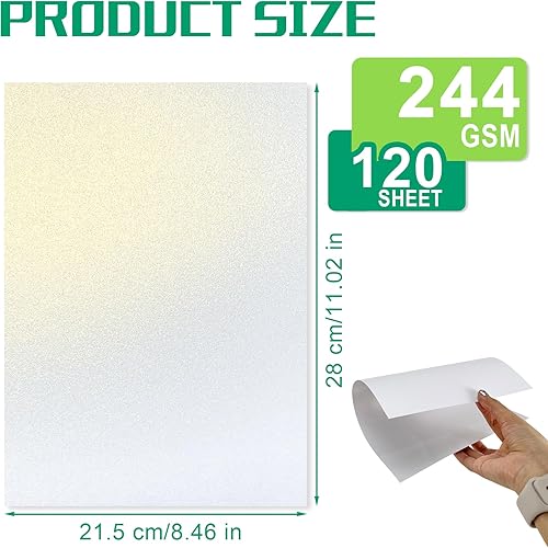 Miniatura 2 de Paquete de 120 cartulina blanca brillante dorada metálica de doble cara, 8.5 x 11 pulgadas, 244 GSM, apta para impresoras láser para bodas,