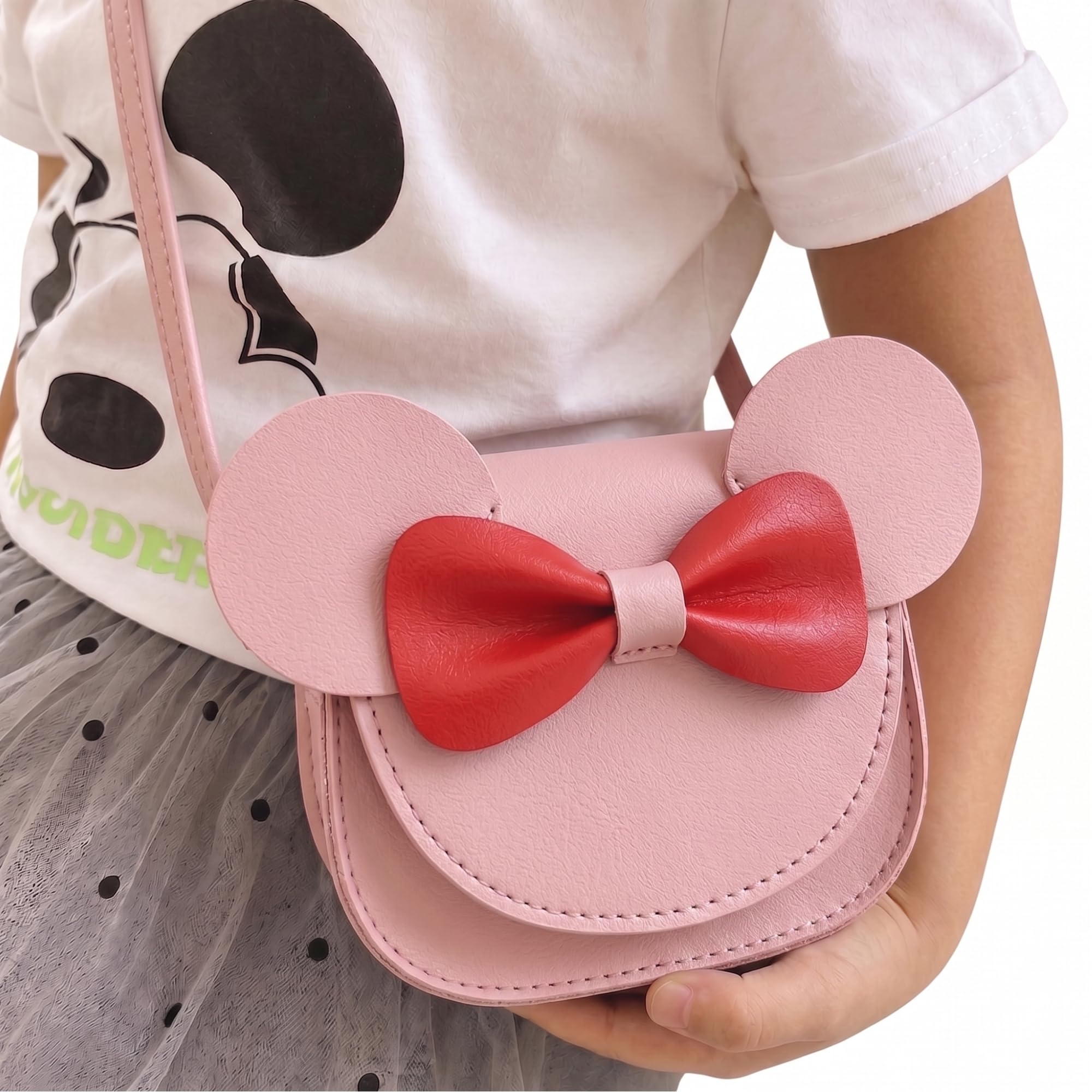 Bembika Kids Sling Bag - Trendy Crossbody Sling Backpack for Kids, Cute PU Material Mini Sling Bag for Children, Colorful Shoulder Bag for Girls, Stylish Small Sling Bag for Baby Girls-(Pink & Red)-image-19