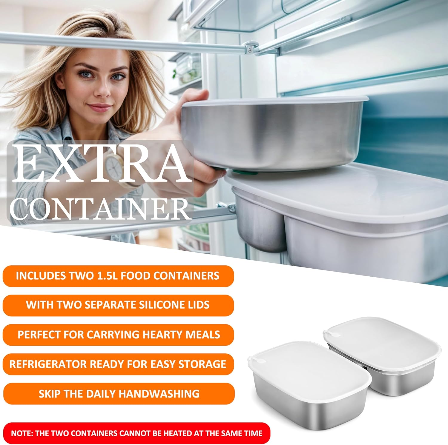 STN Electric Lunch Box 80w Heated Lunchbox For Adults,12/24/110V Warming Lunchbox for Car/Truck/Office with 2x1.5L Stainless Steel Containers,10L Insulated Bags,Big Cutlery Set - Image 4