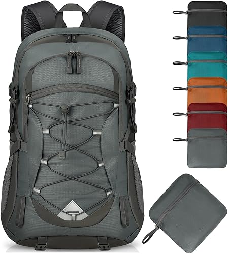 IGOLUMON Mochila de senderismo de 40 L, plegable, ligera, mochila de camping para hombres y mujeres, impermeable, mochila de senderismo al aire