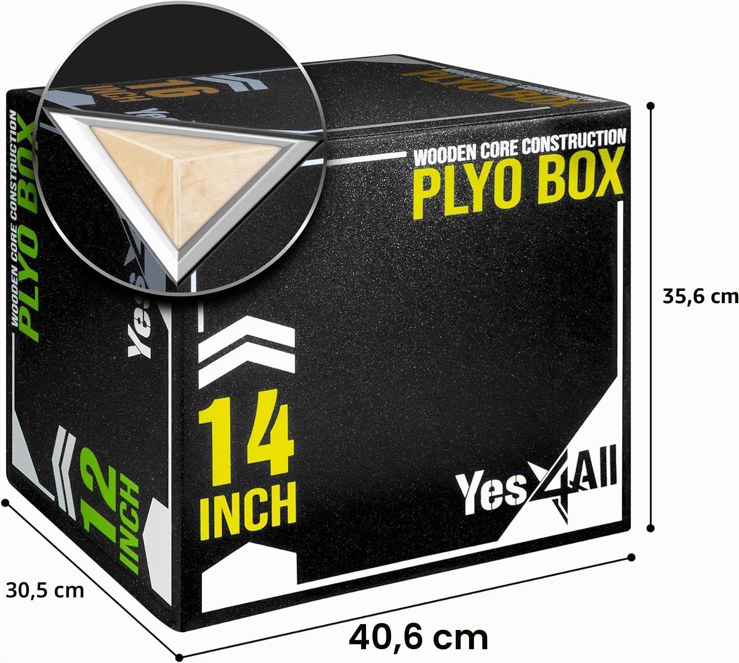 Yes4All 3 en 1 Soft Plyo Box Núcleo de Madera, Espuma de Caja pliométrica para el Ejercicio, MMA, Entrenamiento pliométrico, Disponible en 4 tamaños