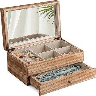 Meangood Jewelry Box Organizer for Women, 2 Layer Large Jewelry Storage ...