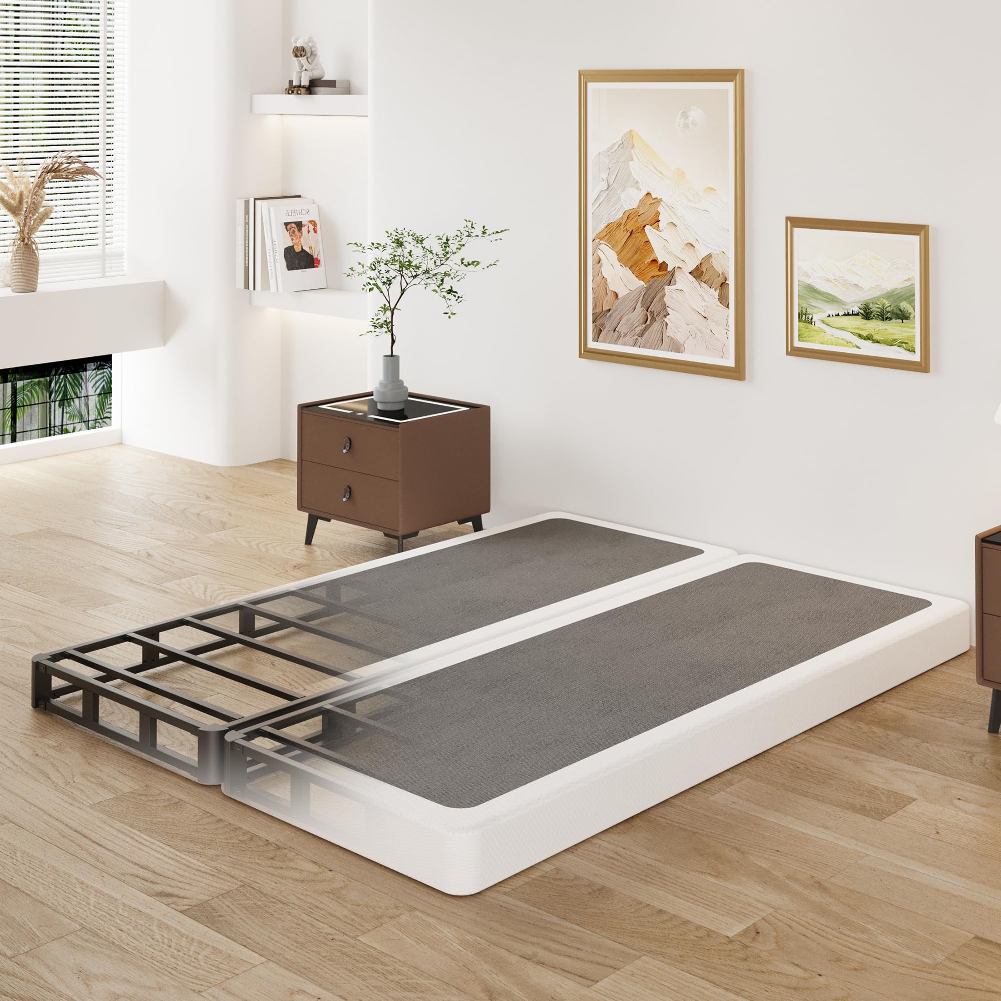 Photo 1 of Lutown-Teen 4 Inch Split King Box Spring, Heavy Duty Metal Low Profile Box Spring King with Fabric Cover, Easy Assembly, Noise Free