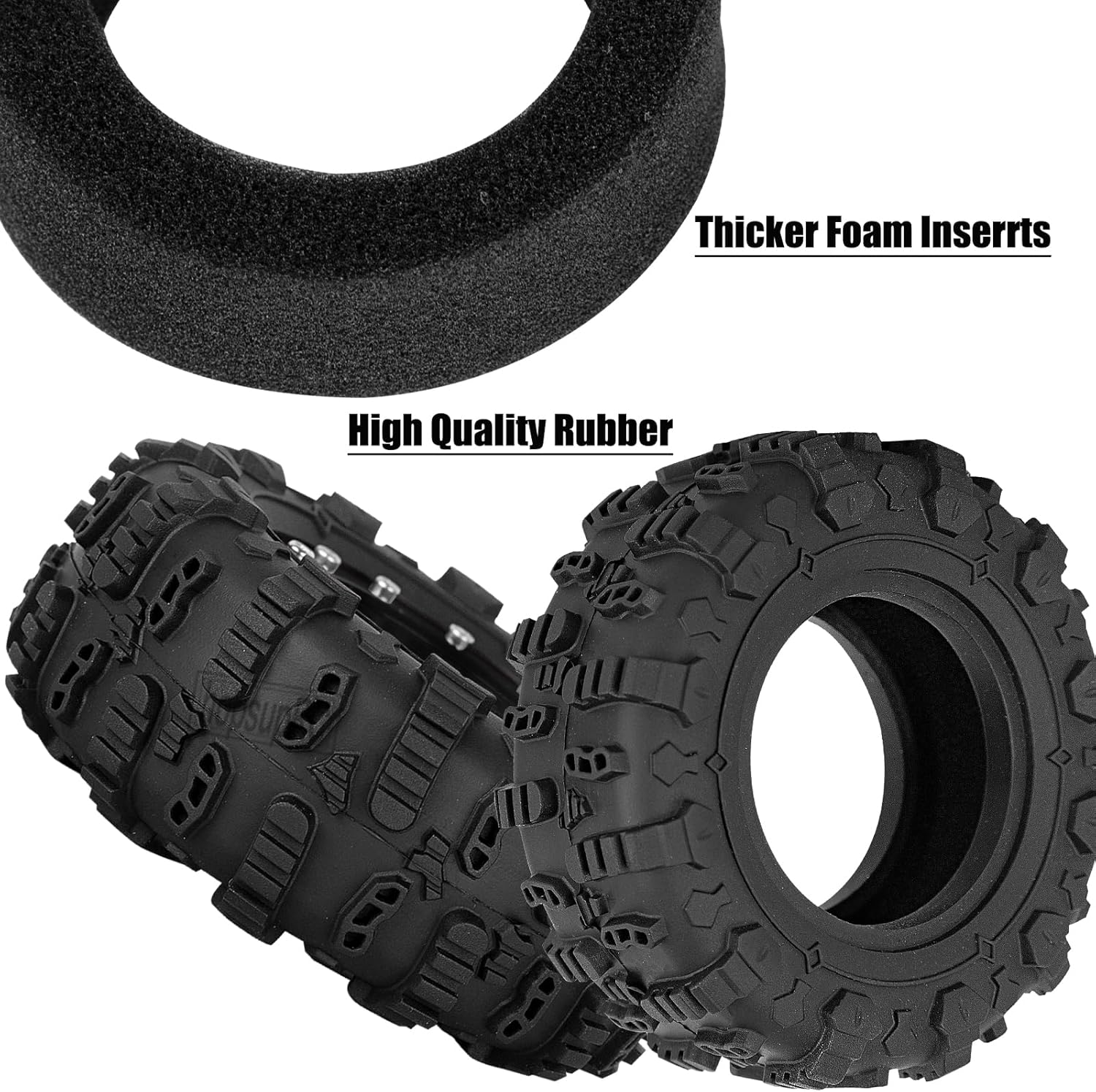 1.3" Beadlock RC Upgrades Part Truck Tires Wheels Tires for 1/18 1/24 Trx4m SCX24 RC Crawler,RC Aluminum Wheels Rims Hops Up.Titanium&Red(4PCS)