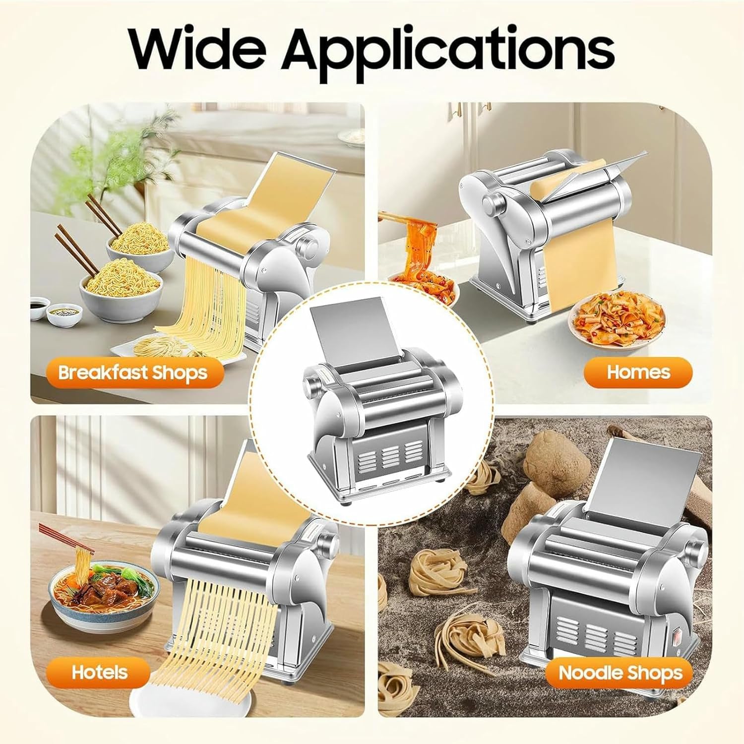 Electric Pasta Maker Machine,135W Pasta Dough Spaghetti Roller Pressing Machine, Automatic Noodle Machine with 8-speed Adjustment, For Commercial & Homemade Use