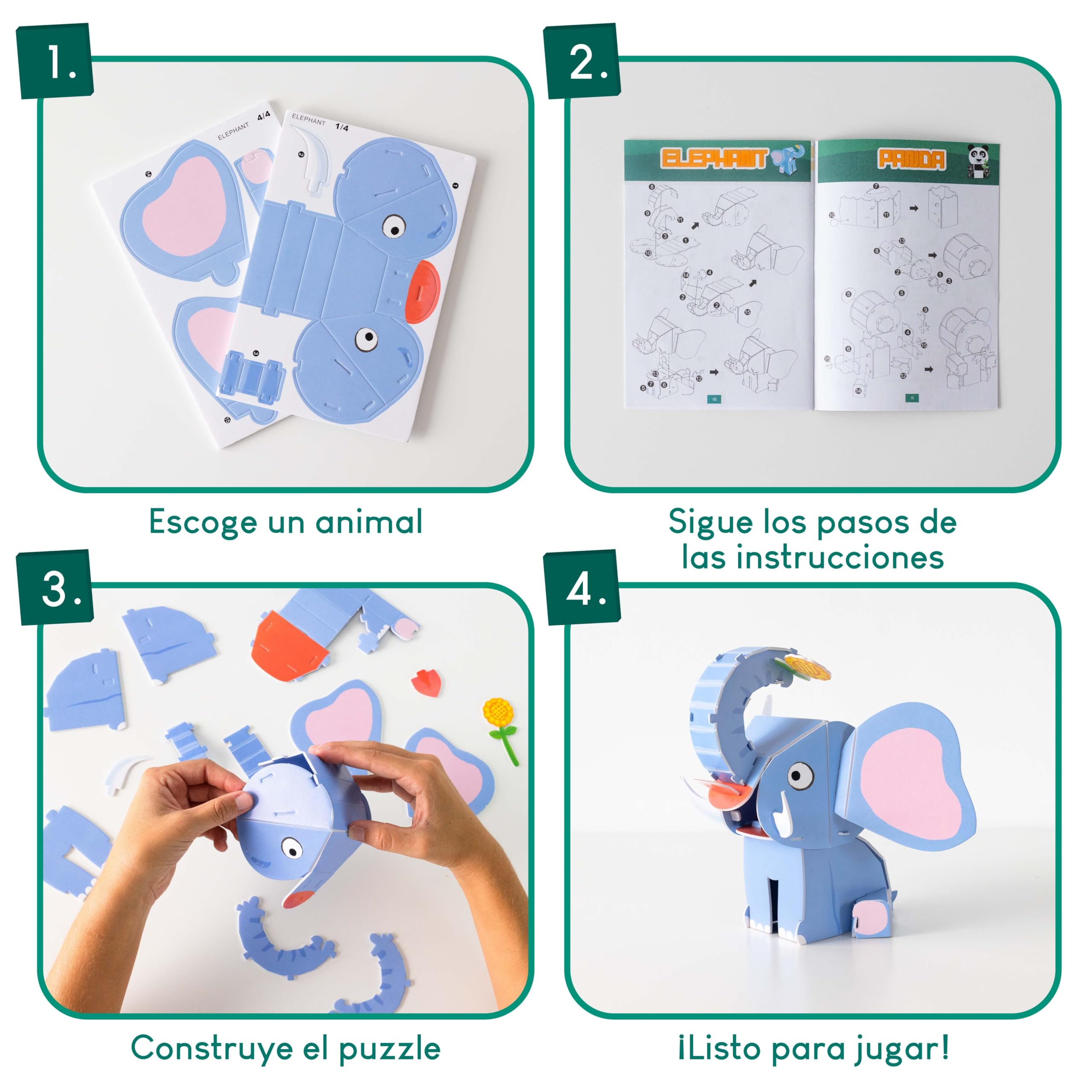 BONNYCO Puzzle 3D Niños de Animales de la Jungla, Pack 8 Puzzles 3D. Juegos Educativos, Regalos Juguetes Niños y Niñas 6 7 8 9 10 Años. Rompecabezas Infantil para Cumpleaños, Comunion, Navidad