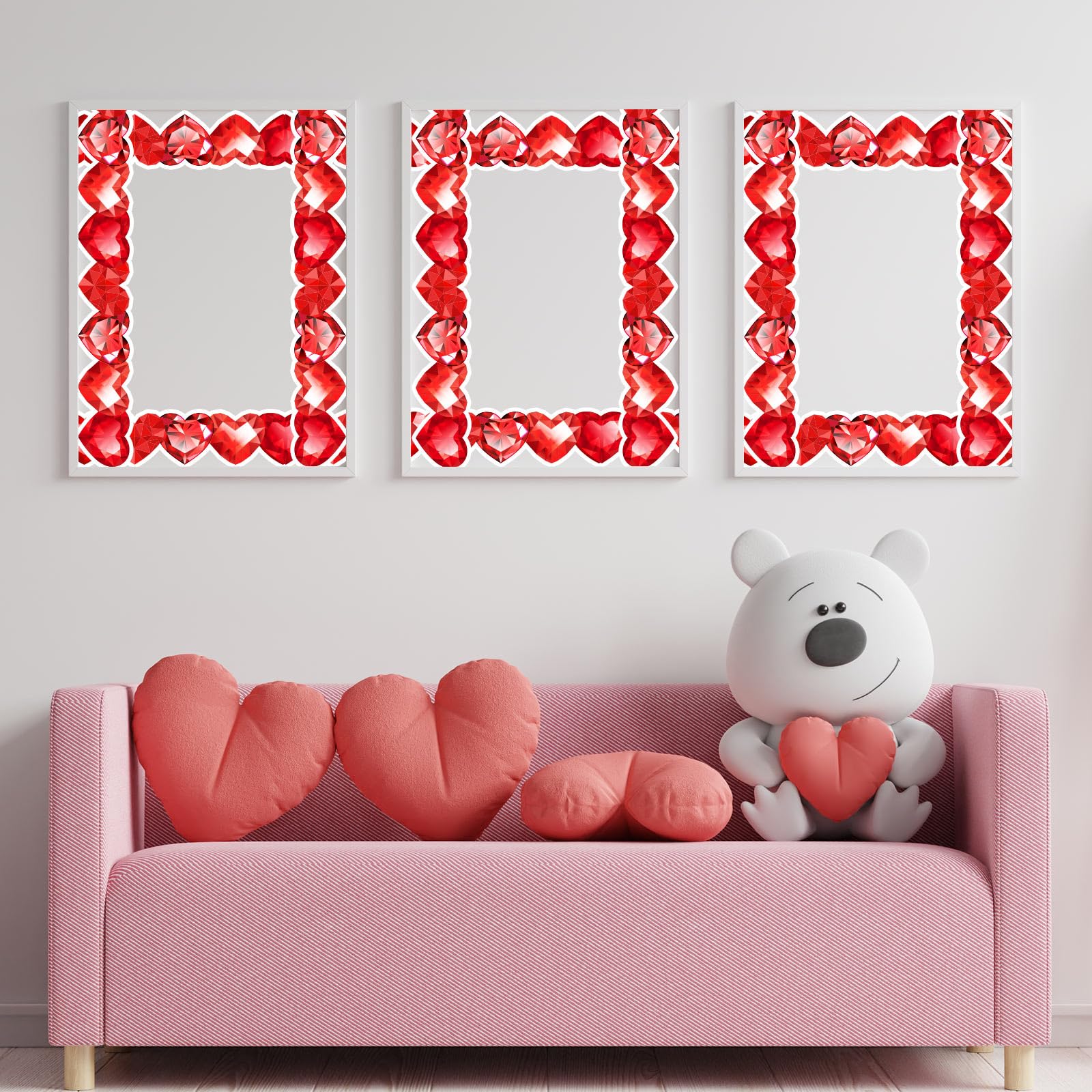 Lucleag Valentinstag Pinnwand-Bordüre – 11 Meter, Herz-Konfetti Design, Rot, Für Klassenzimmer, Büro, Party-Deko