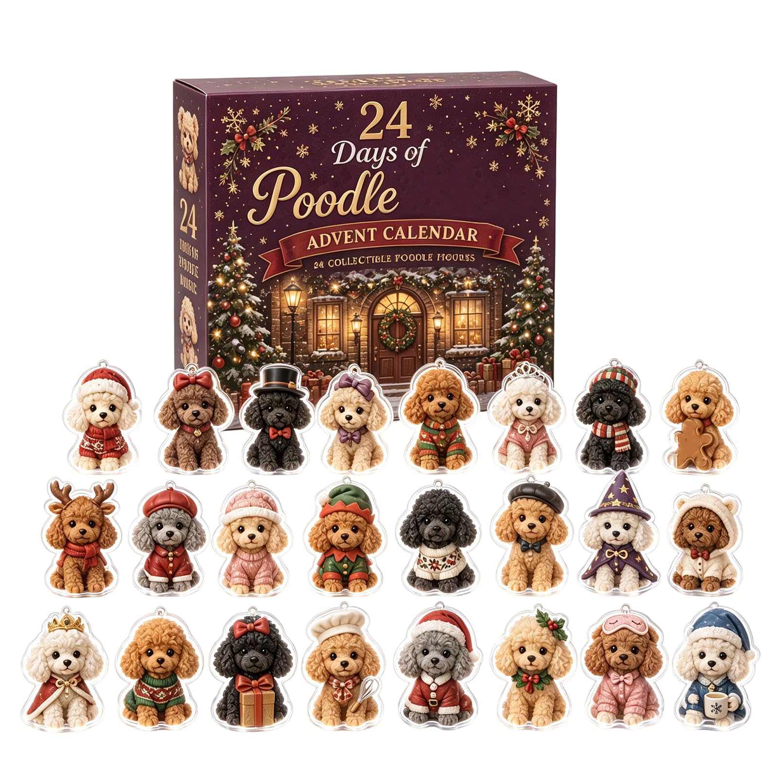 Poodle Magic Advent Calendar 2026,2D Acrylic Figurines Gift 24ps