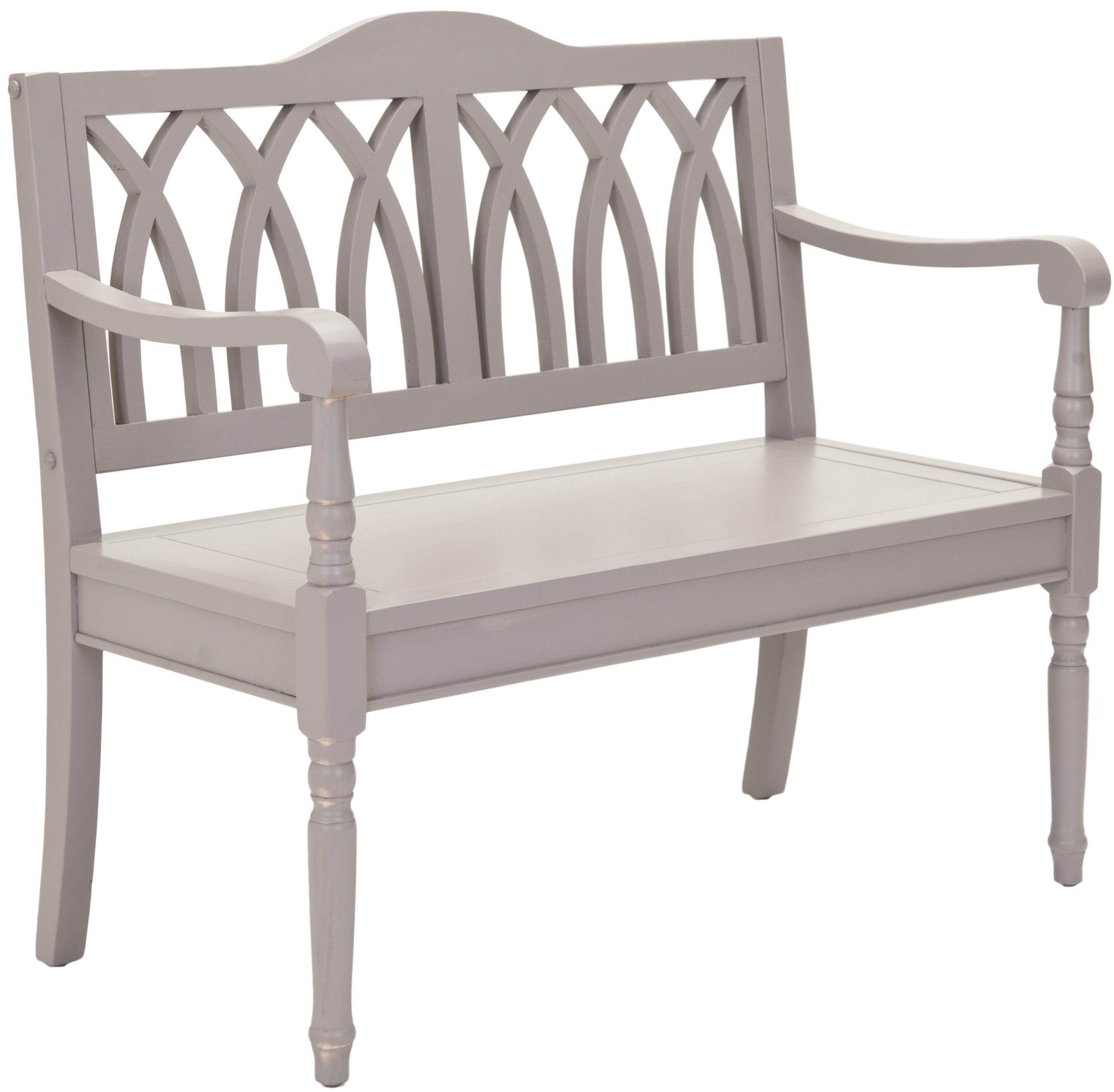 SAFAVIEH Furniture - Benjamin Bench - Quartz Grey - Solid Wood - Farmhouse High-Back Design - Ideal for Entryway, Living Room, Dining Room, 17.1" Seat