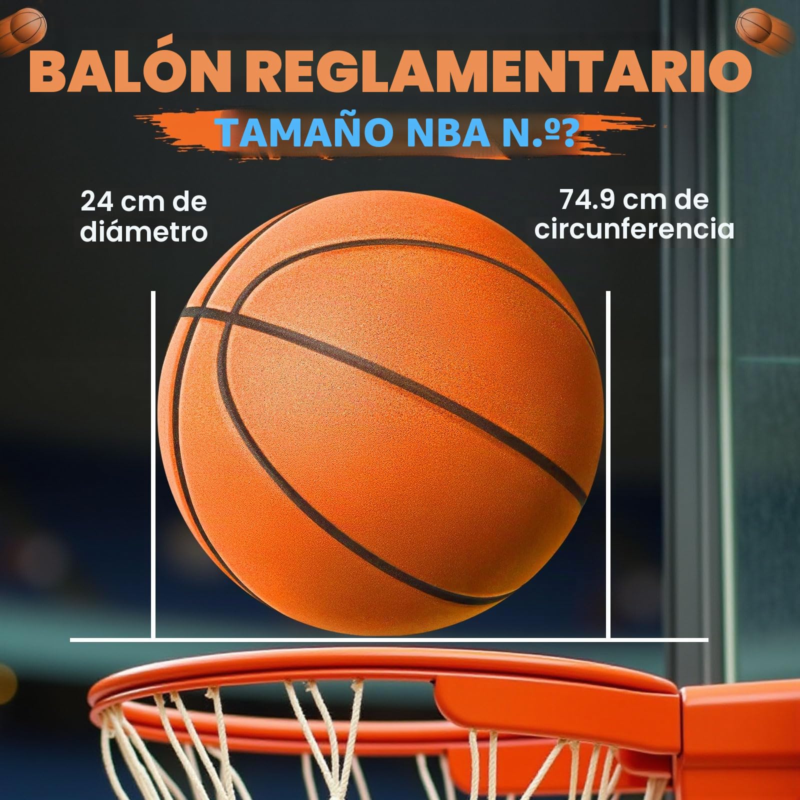 Balón de baloncesto silencioso tamaño 7 (29.5 pulgadas) – Pelota de baloncesto de interior de espuma sin aire ranurada para regates silenciosos y entrenamiento en interiores, material de