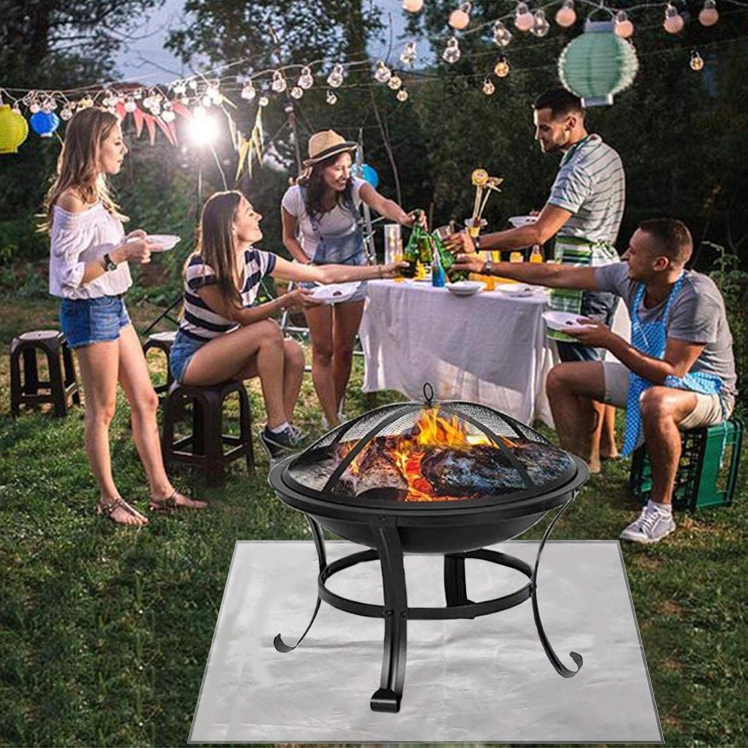 Deck Grass Bbq Protector Neversaynever Fire Pit Mat Grill Mat Pad Fireproof Under Grill Mat Protector For Outdoor Patio Wood Burning Gas Fire Pits Pad Fire Pits Bowls Patio Lawn