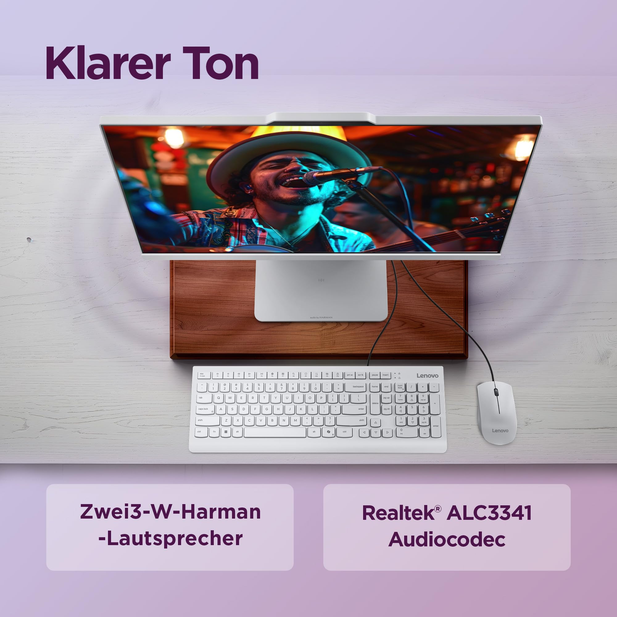 Lenovo IdeaCentre All-In-One AI-PC | 23.8"Full HD Display | AMD Ryzen 7 250 | 16GB RAM | 1TB SSD | AMD Radeon Grafik | Win11 | Augenschutz | Inkl.USB Maus-Tastatur | Cloud grau | 3 Monate Premium Care