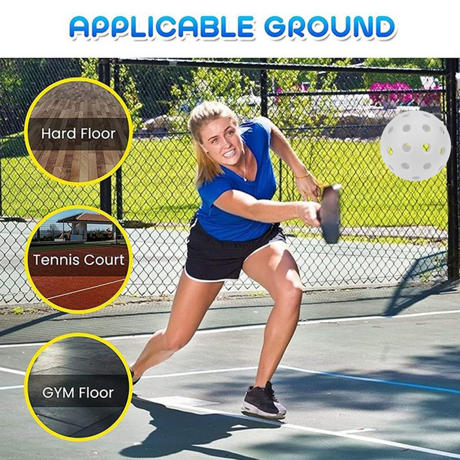 Balles De Pickleball Besreey – Extérieur – 40 Trous – Haute élasticité – Lot De 3 – 7,4 Cm, 25 G