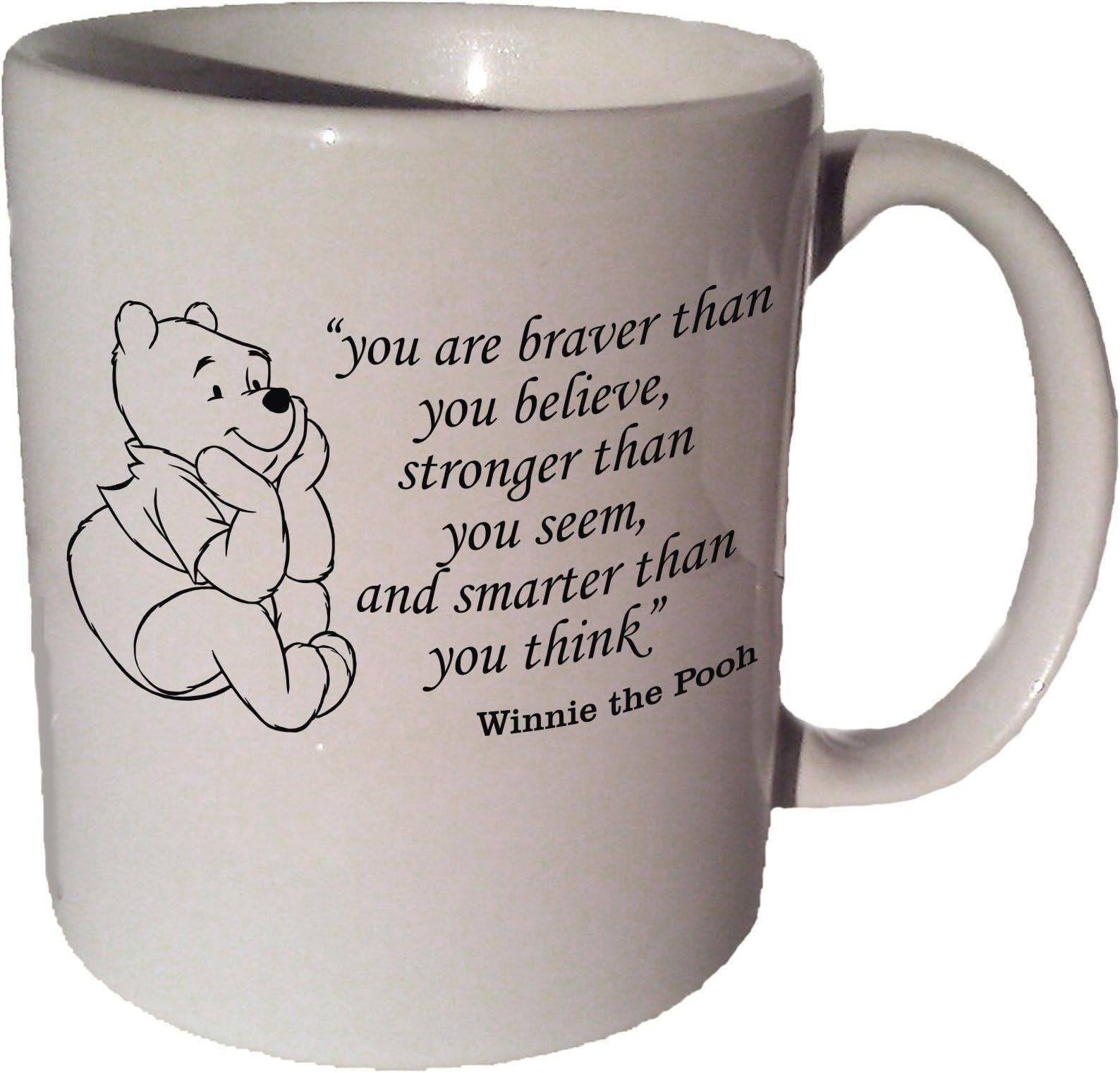 Winnie the Pooh "You Are Braver Than You Believe" Quote Coffee Tea Ceramic Mug 11 Oz