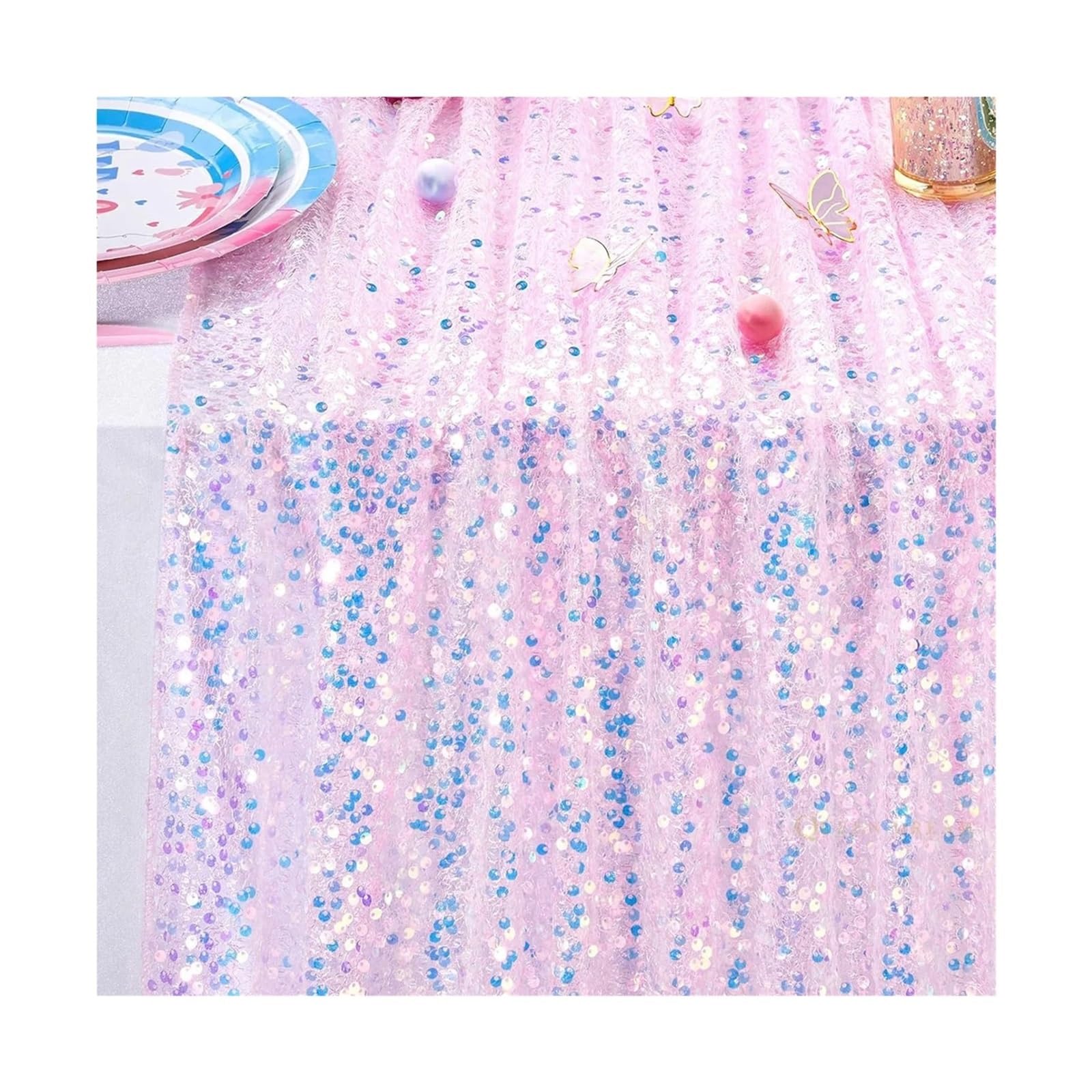 Enmrfvkz Color 1 Glitter Gauze Table Runner, Glitter Gauze Table Runner Multicolor 30X183-275Cm 2Pcs