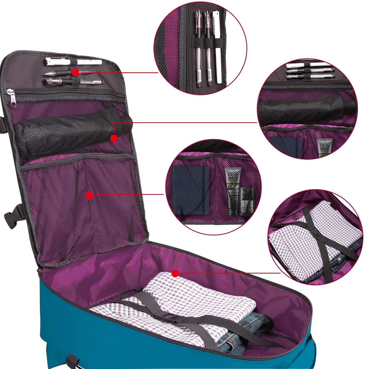 Rangeland Cabin Hand Luggage Backpack Small Carry-On Daypack Airplane Travel Under-seat for Women Men fits 15.6-inch Laptop, Water Blue : Electronics