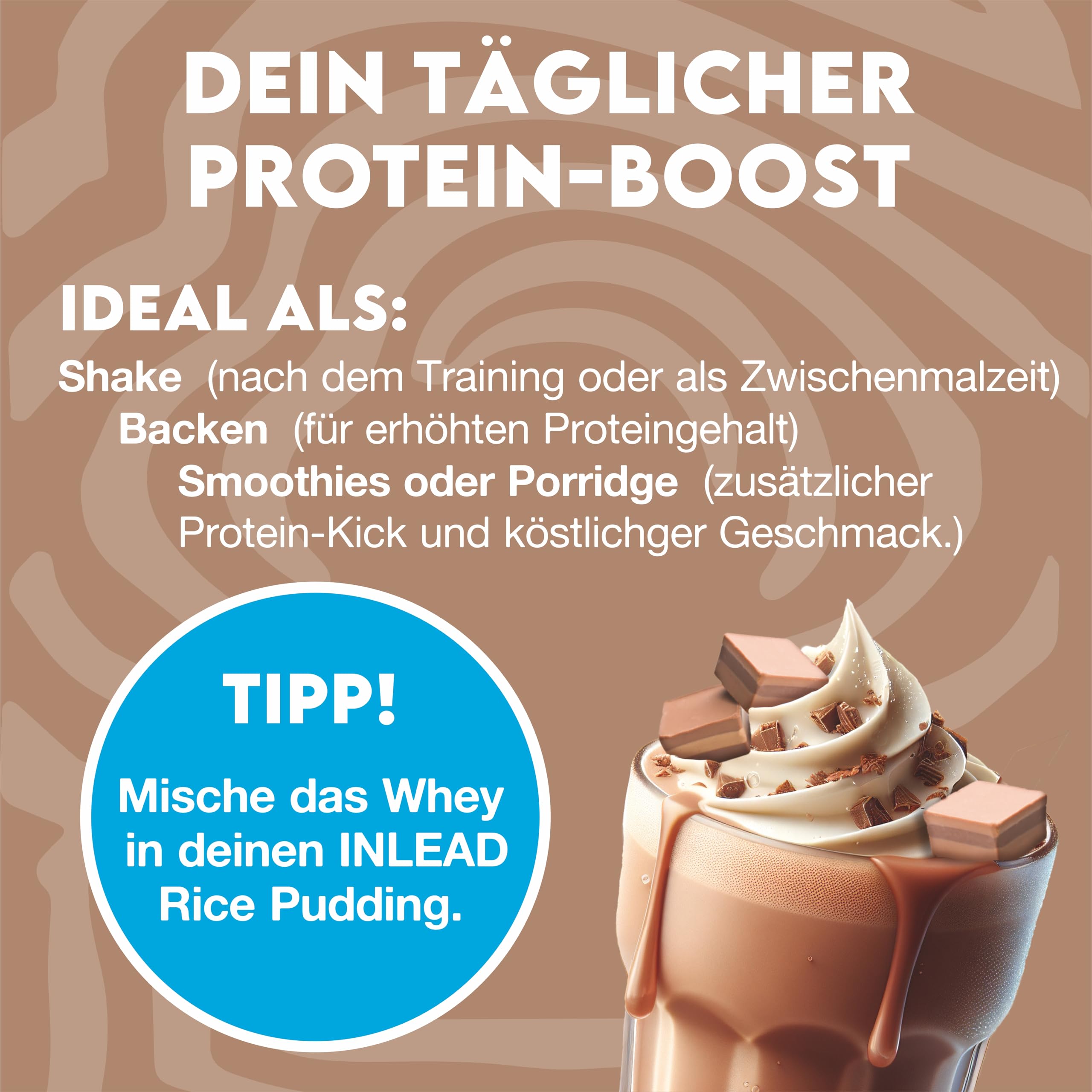 INLEAD - Whey Protein | Hochwertiges Eiweiß für Muskelwachstum und schnelle Regeneration | Ohne Zuckerzusatz - 1000g (Chocolate Nougat)