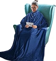 Vista 21 de Tirrinia Manta portátil para adultos, manta acogedora con mangas, manta completa para leer, manta acogedora para ver la televisión, idea de regalo