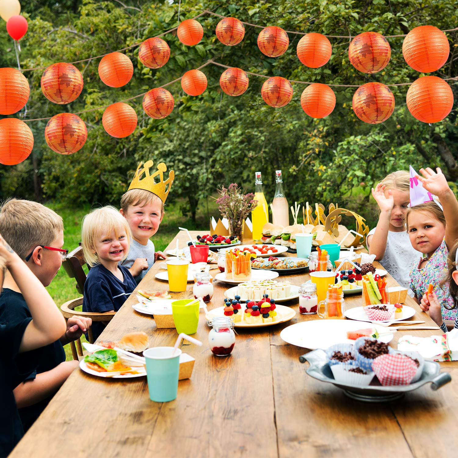 Whaline Décorations De Fête D'automne, éventails En Papier à Suspendre, Lanternes En Papier Pour Automne, Thanksgiving, Décoration D'anniversaire (16 Pièces