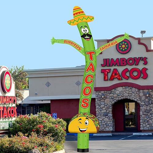 Miniatura 4 de Tacos de 20 pies de aire inflable bailarín marioneta con sombrero impresión en ambos lados llamativo taco burritos publicidad al aire libre