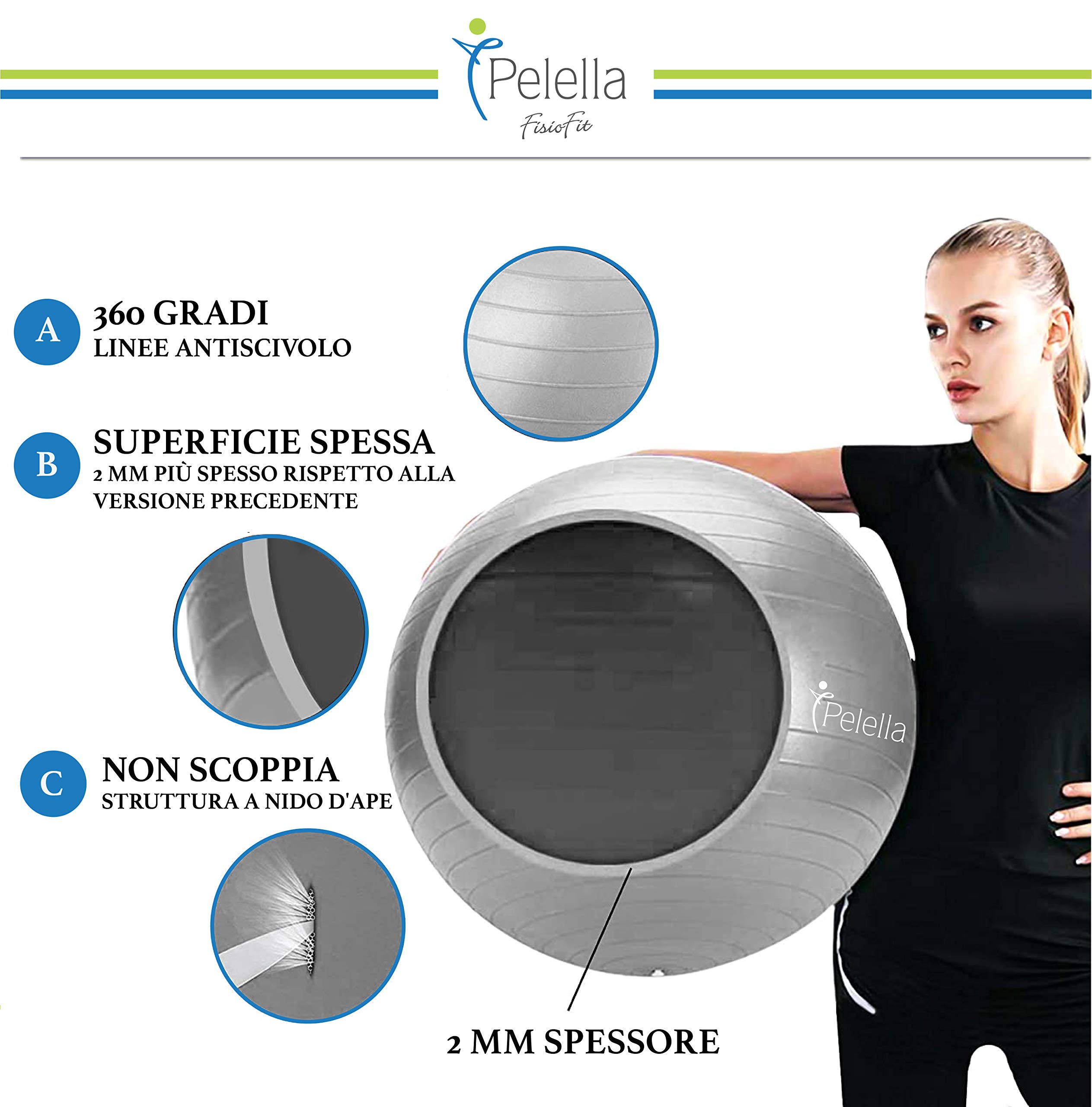 Palla Fitness Per Pilates E Gravidanza - 25 Cm, Antiscivolo E Facile Da Gonfiare - Foto 4