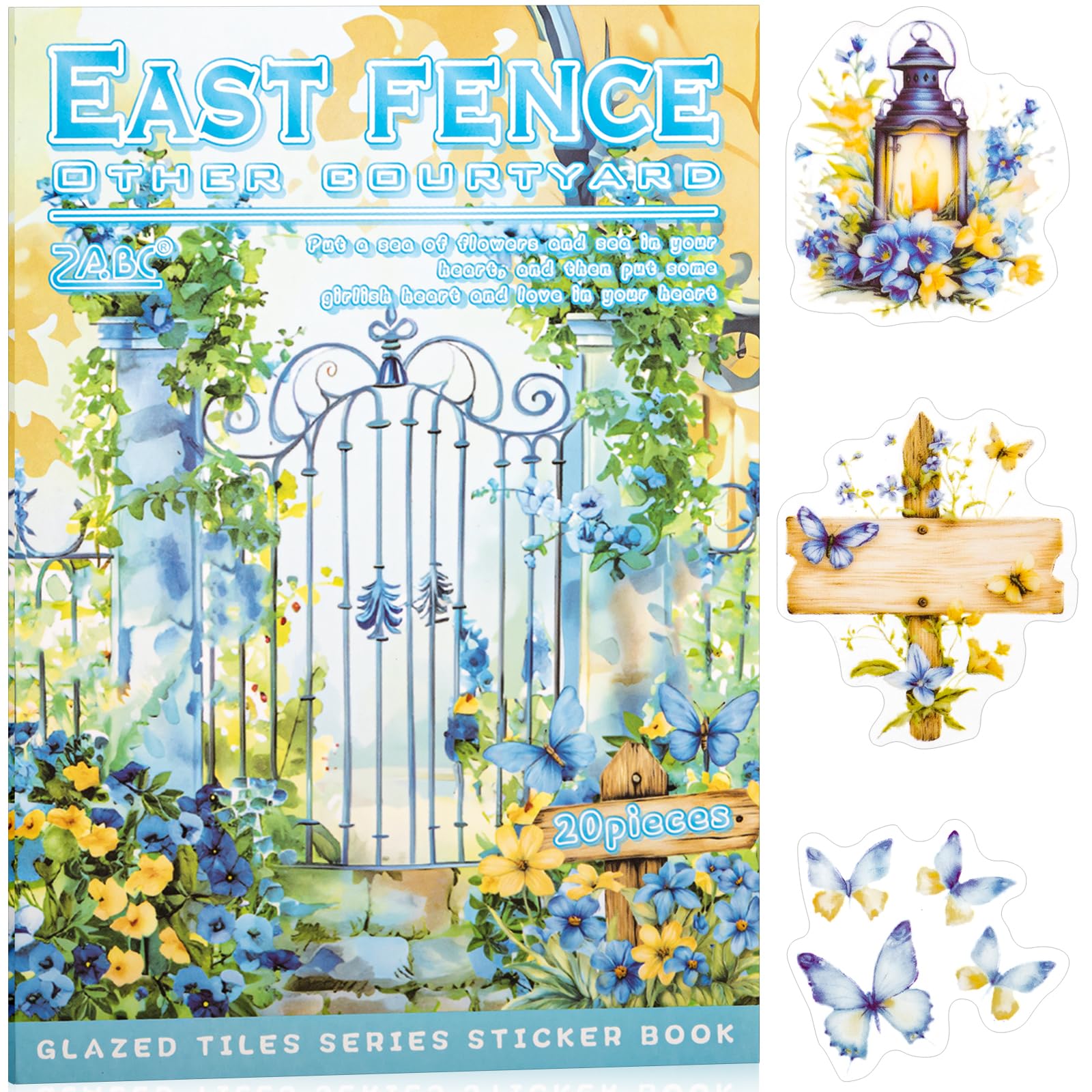 East Garden Sticker Scrapbooking Supplies for Junk Journal, 20 Sheets PET Stickers - Vintage Journaling Stickers, Ephemera Sticker Book Pre Cut(TZ-009-002)