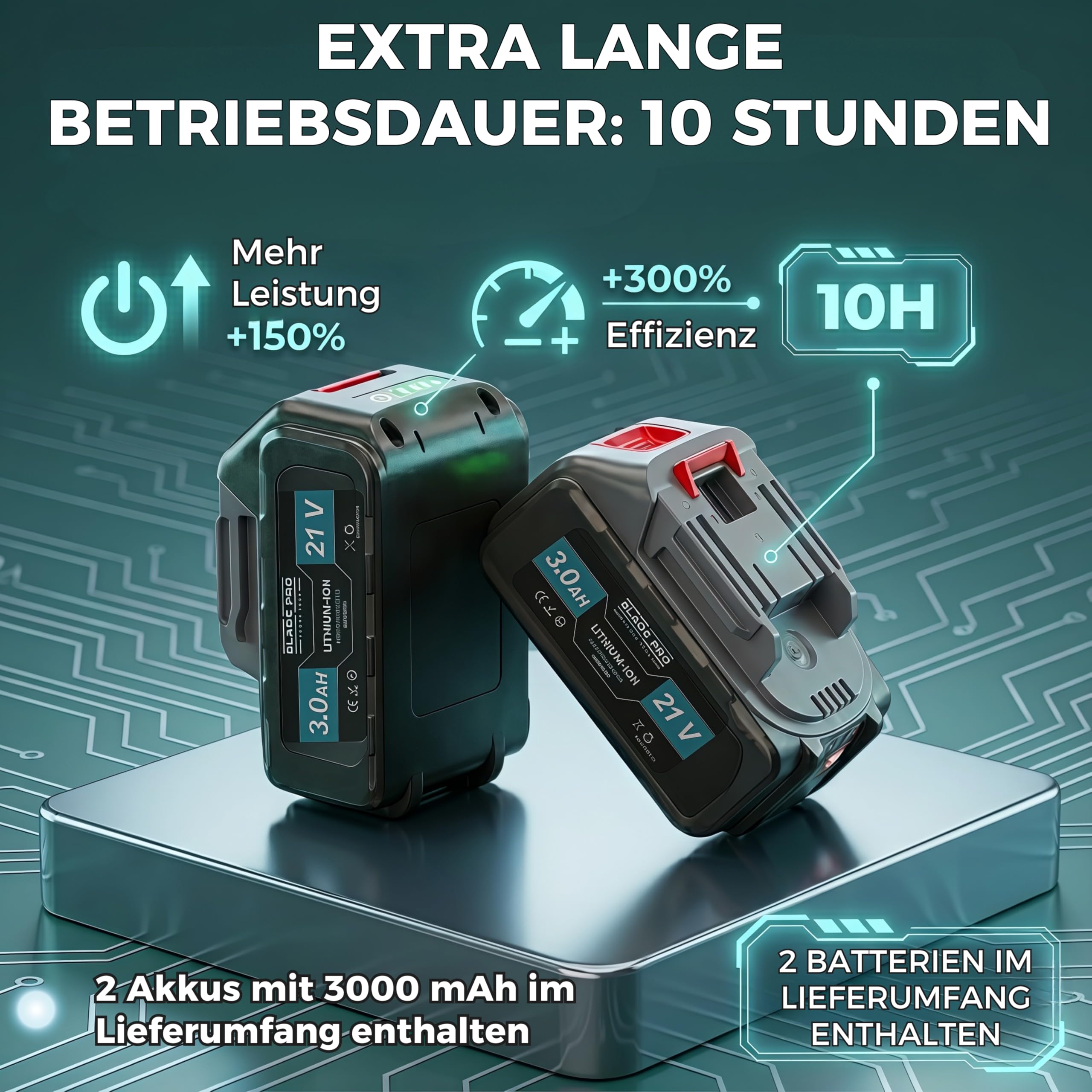 Akku Astschere bis zu 40mm Elektrische Gartenschere 6000mAh — Kabellos für Makita 18V — Bürstenloser Motor 800W — LCD Display — 10-teiliges Set BLADEPRO