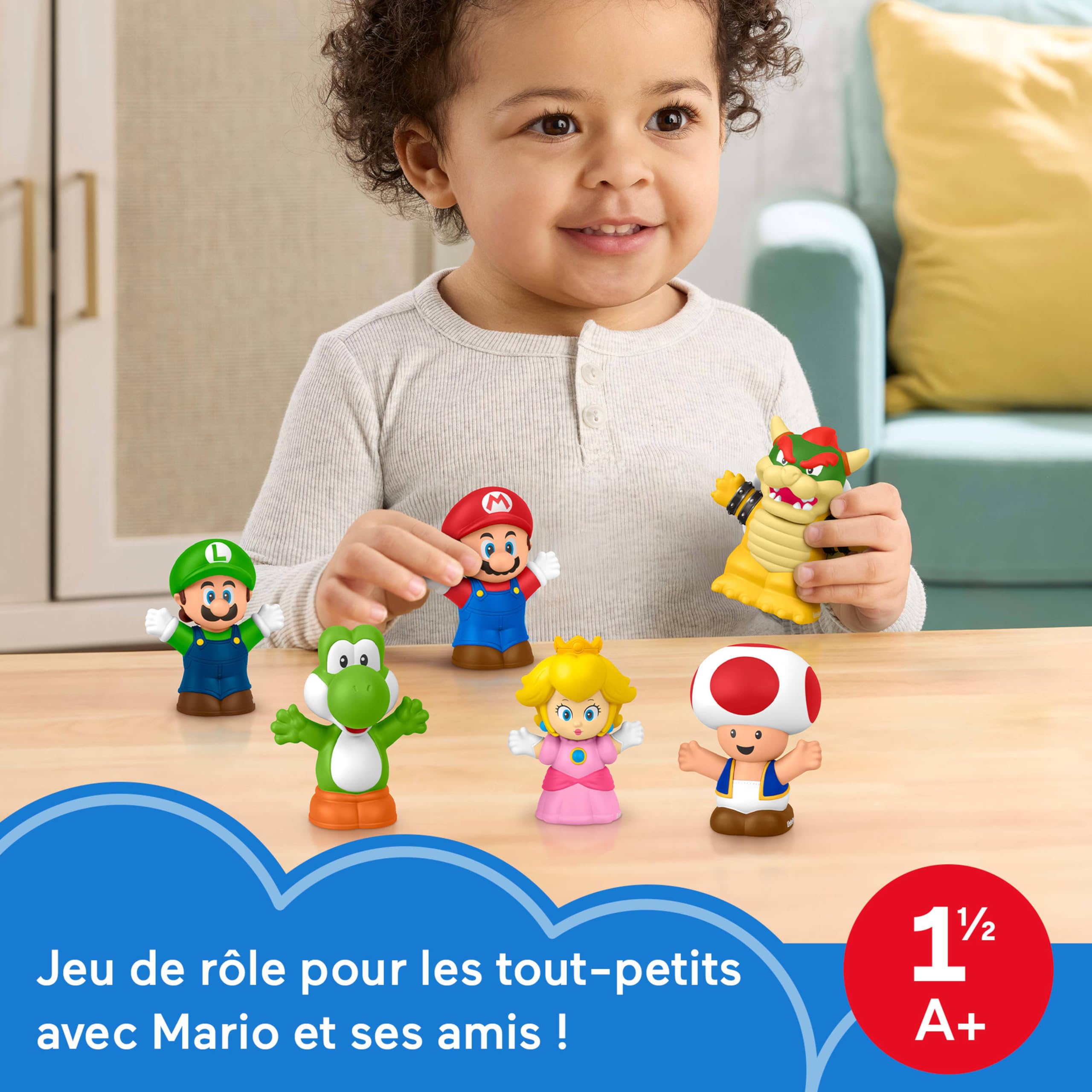 Fisher-Price Jouet pour Tout-Petit Coffret de Figurines Mario Little People avec 6 Personnages, pour Les Enfants à partir de 18 Mois, JHG63