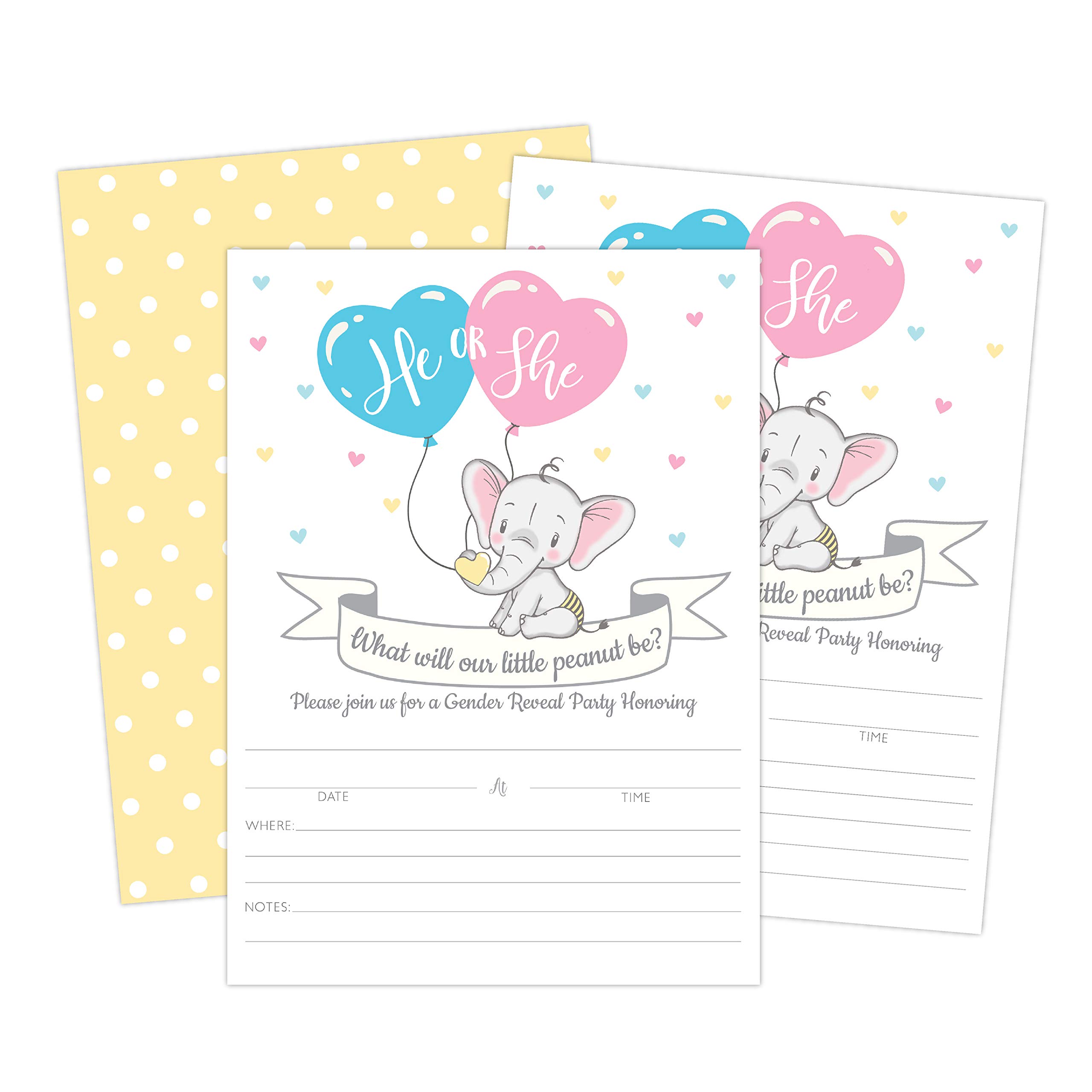 Elephant Gender Reveal Invitations, He or She What Will Our Little Peanut Be, 20