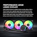 GAMDIAS Aura GL360 V2, 360mm CPU Liquid Cooler w/PWM Fans, ARGB AIO Water Cooling Sytem, Hidden Cable & Rotatable Pump, Intel LGA 1700/1200 & AMD AM5/AM4 - Black gallery image