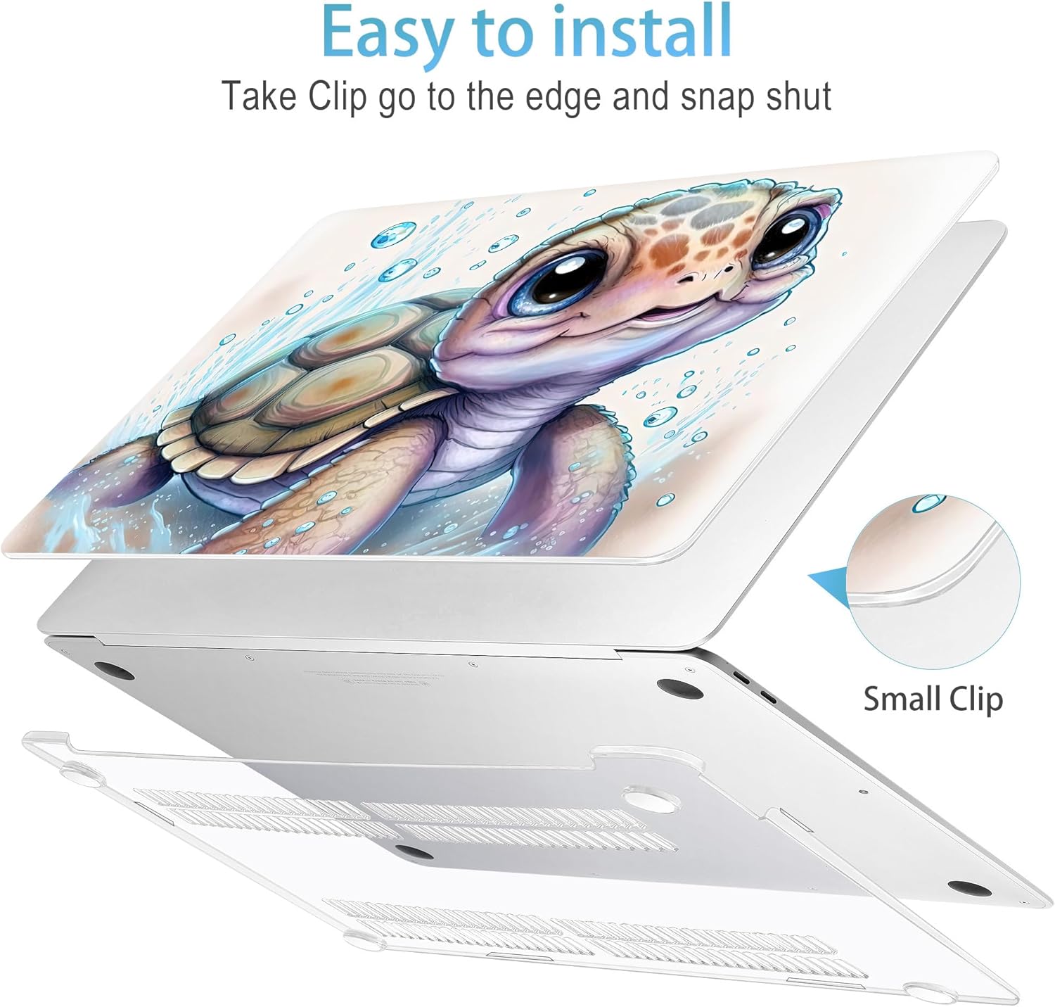 Mektron Case for MacBook Air 13 inch M1 A2337 A2179 A1932,Hard Cover 2018-2021 Air 13-inch with Touch ID, Exclusively Designed Protective Shell with Keyboard Skin+Screen Protector, Cute Turtle - Image 3