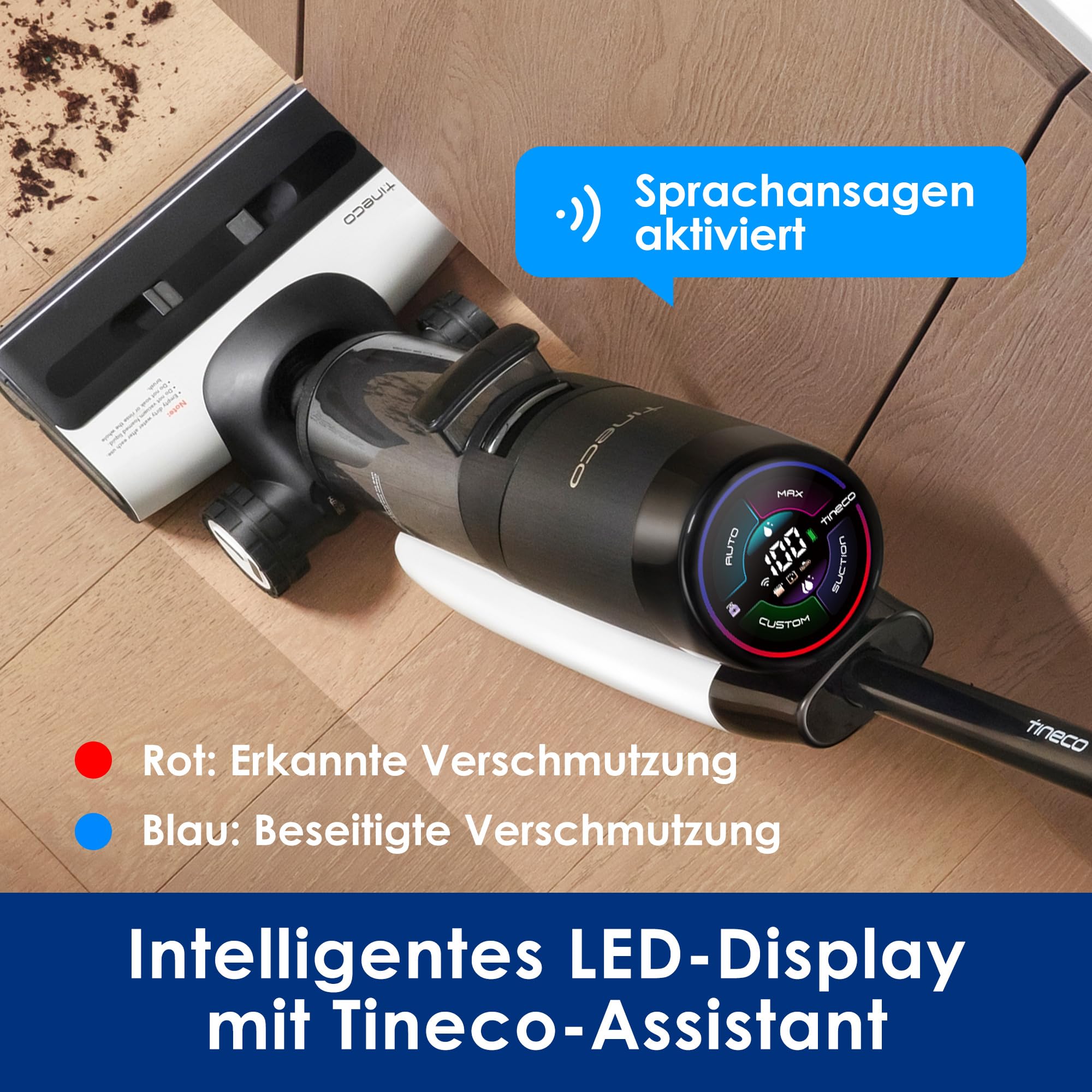 Tineco Floor One S7 Pro Nass Trockensauger Kabellos, Wischsauger 40min, Zentrifugal-Trocken, Doppelseitige Kantenreniung, Smart Erkennung, Dreifache Batterielebensdauer, Selbstreinigend für Tierhaare