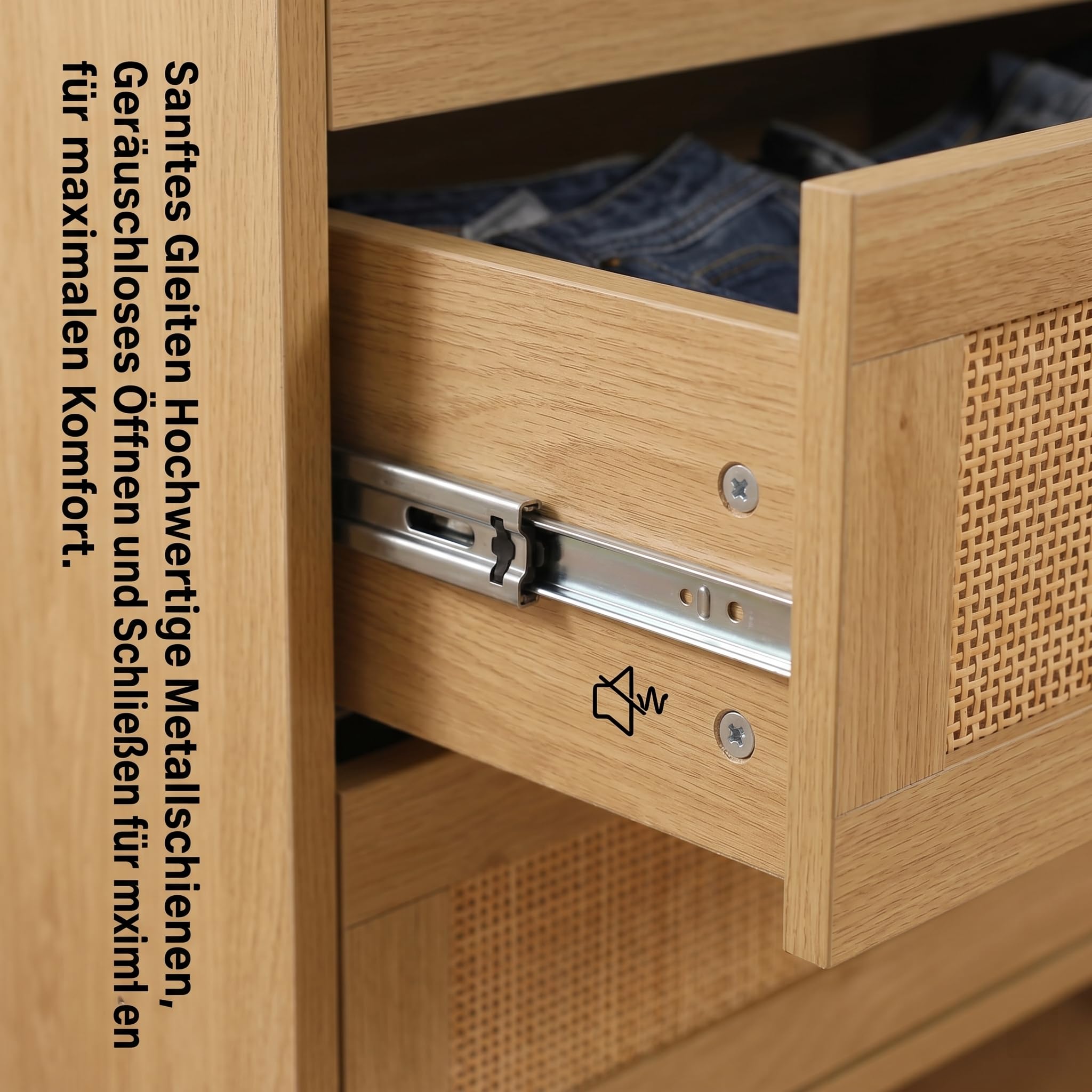GRAVFORCE Rattan Kommode mit 6 Schubladen Sideboard mit Großer Kapazität