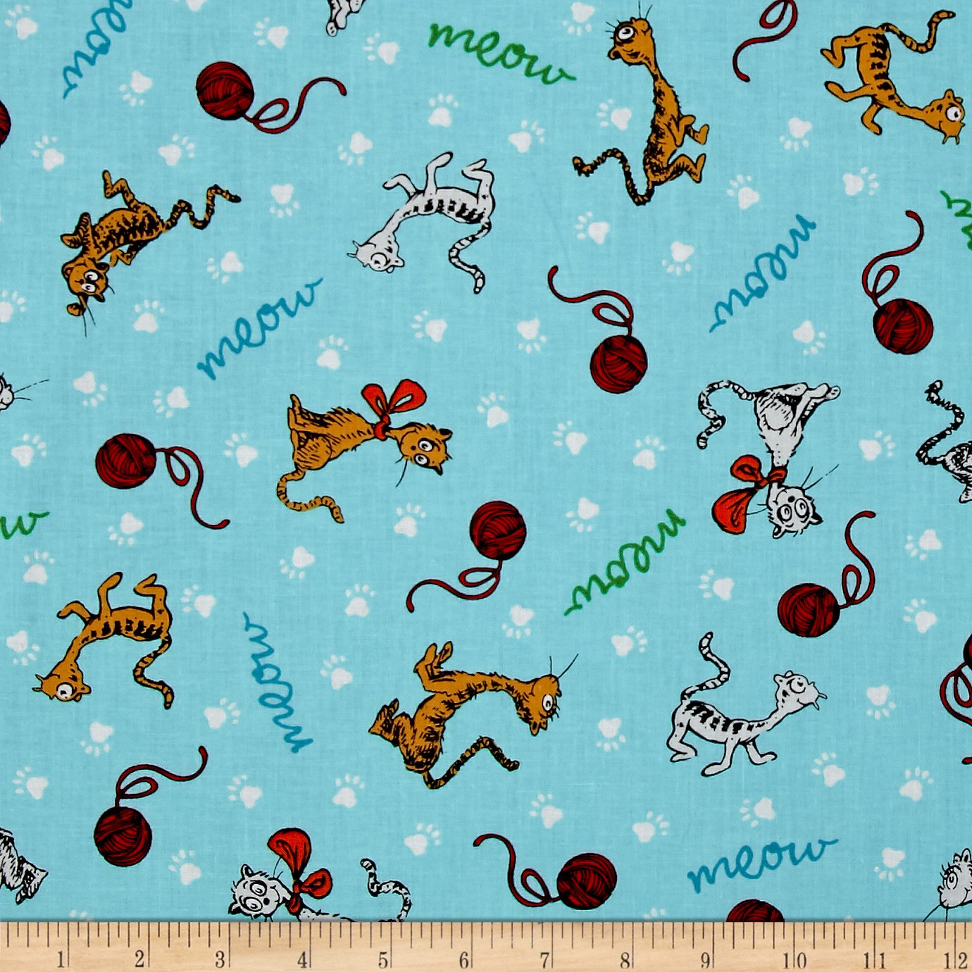 Robert Kaufman 0471520 Dr Seuss What Pet Should I Get Meow Quilt Fabric By The Yard, Blue