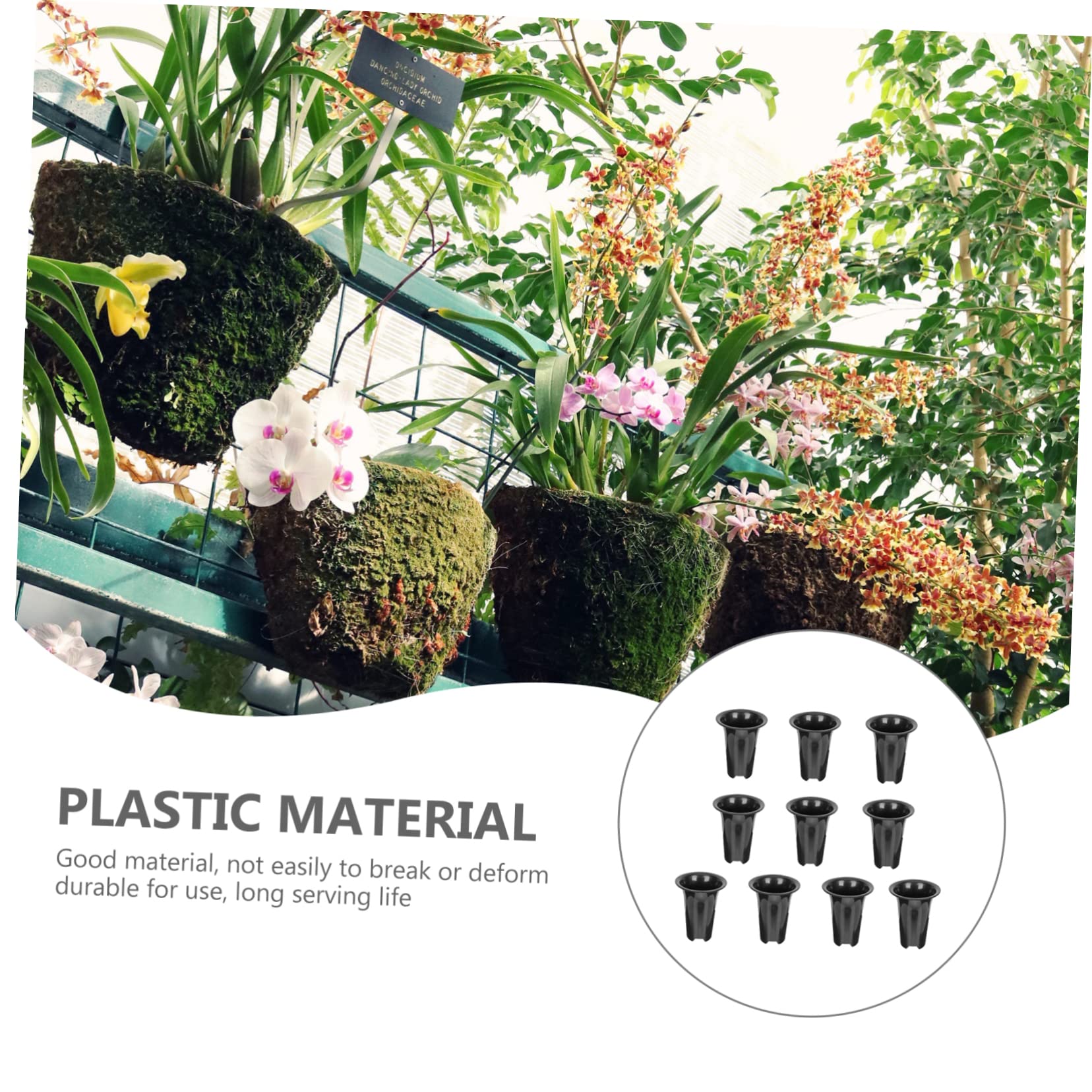 Pots pour Orchidées Trous Muraux Lot de 10 en Plastique Noir Résistants à la Déformation Hauteurs Augmentées pour Jardin et Intérieur