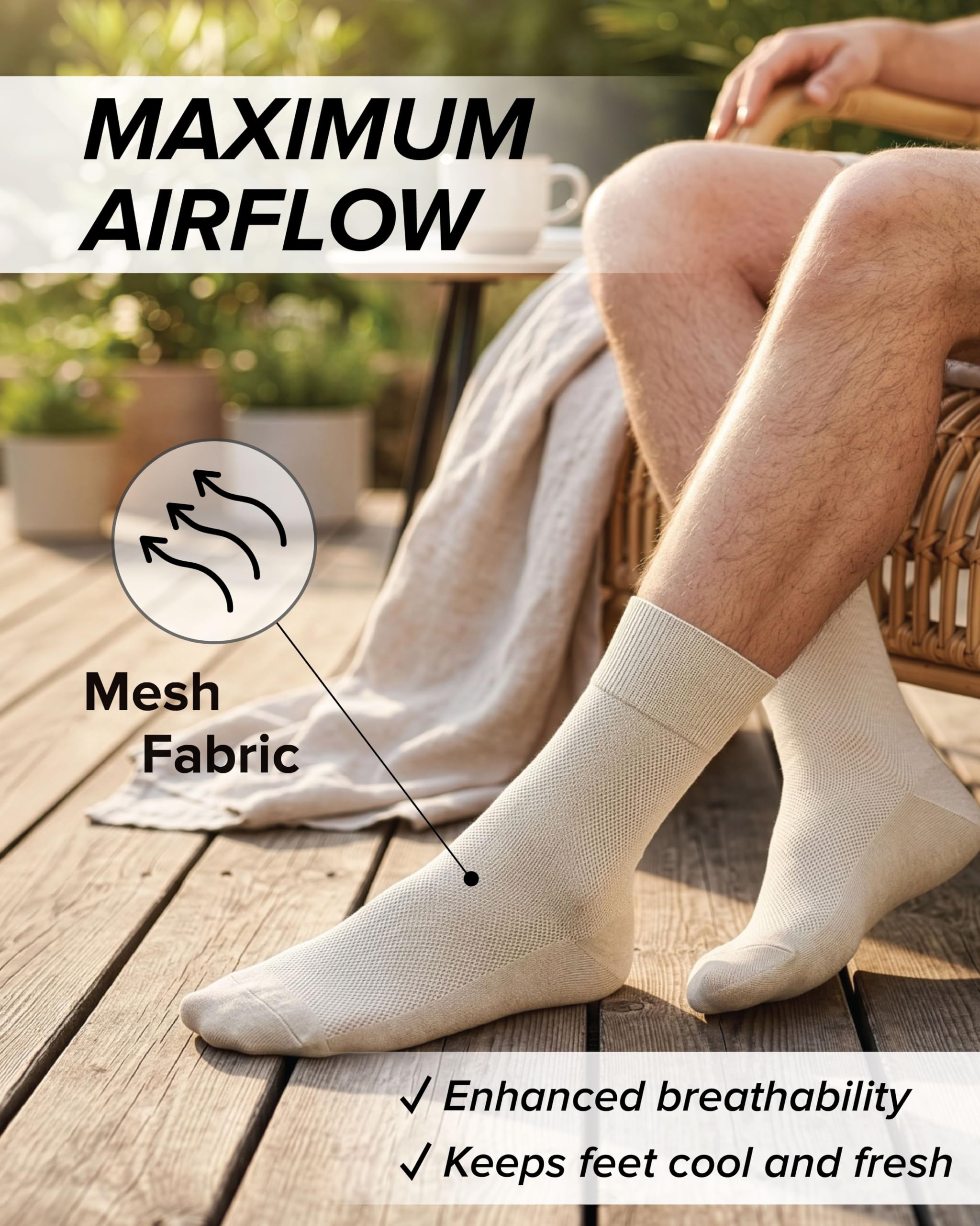 vitsocks Chaussette d'été LIN et COTON fine légère Homme (3 PAIRES) ultra respirante