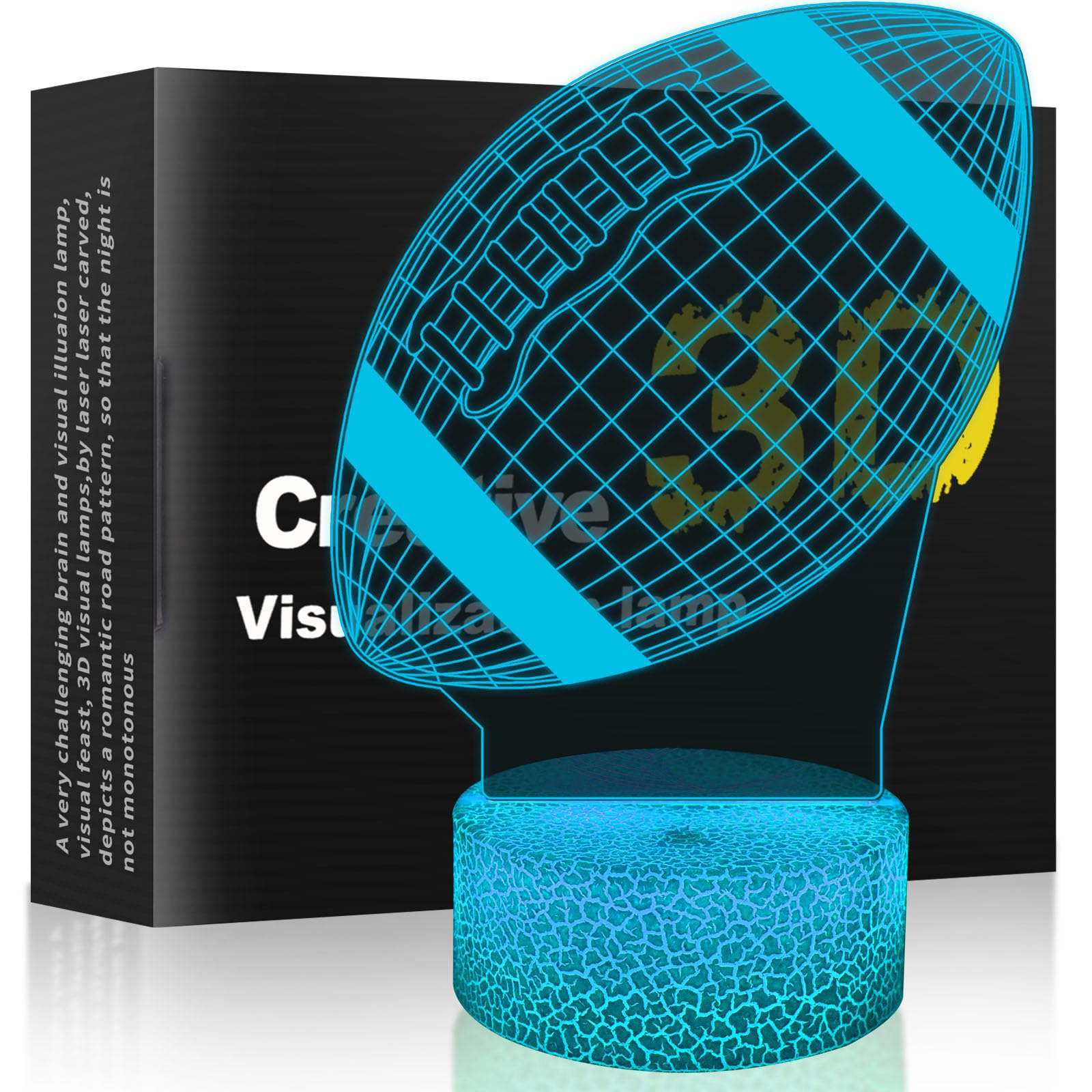 Luz nocturna 3D, control táctil, 7 colores, luz nocturna de gradiente automático, luz nocturna para niños, adecuada para decoración al aire libre o regalo de Navidad para niños (fútbol)