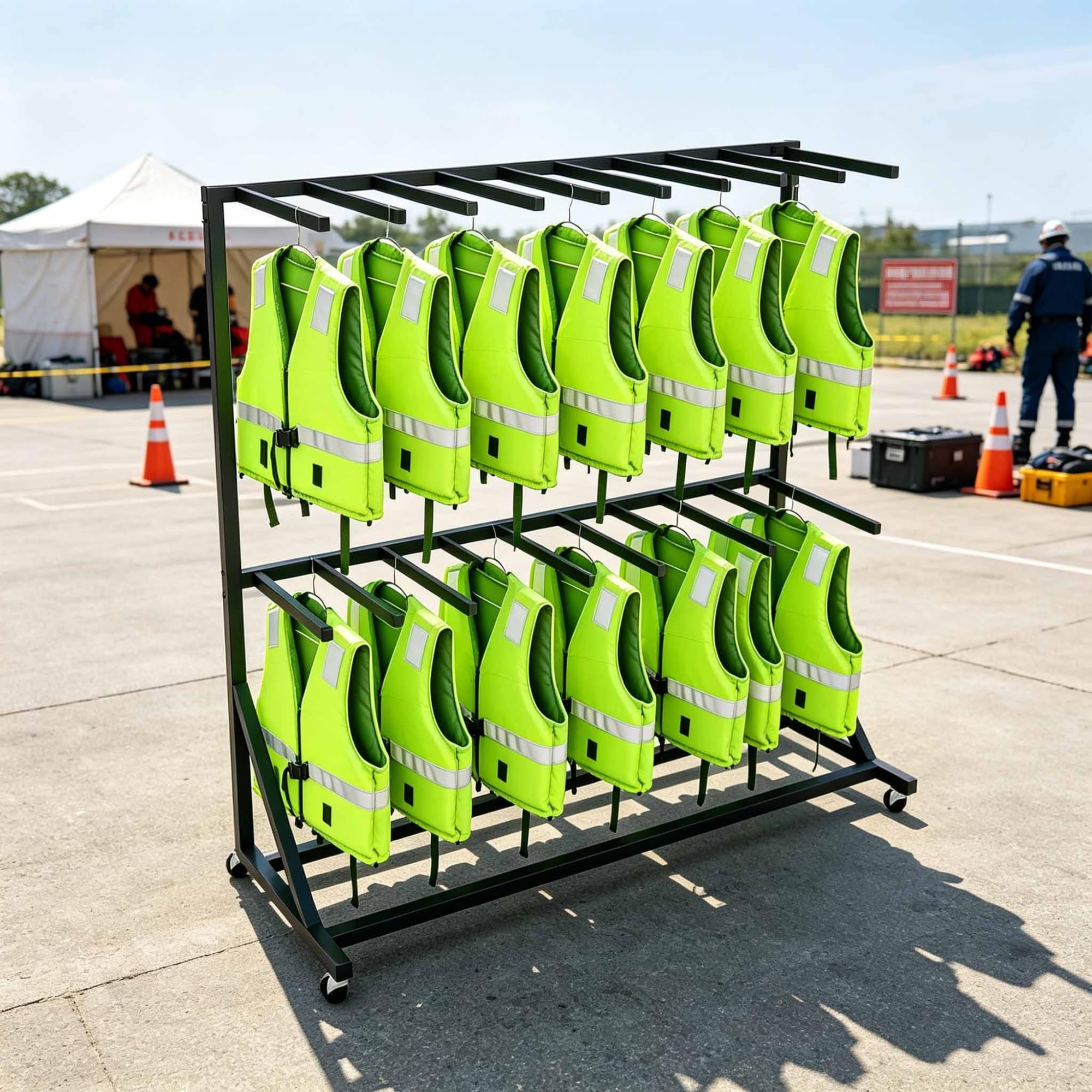 Life Vest Holder Drying Rack, Shorty Wetsuit Organizer w/Wheels