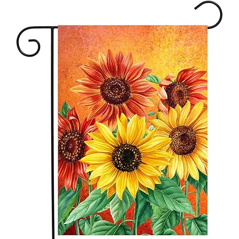 Fall Garden Flag Sunflower Yard Flag for Outside Late Summer Flags 12x18 Double Sid...