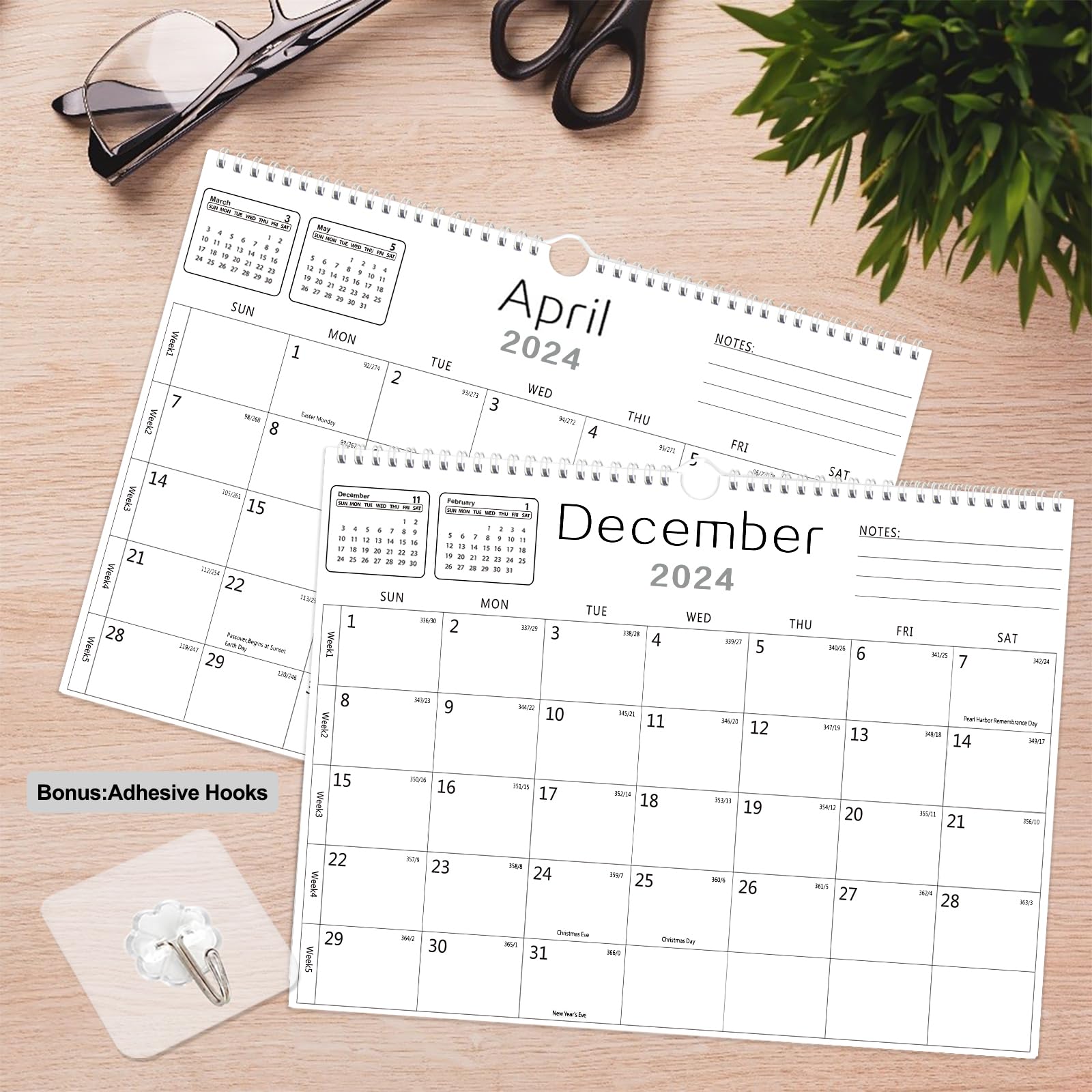 amazon-com-wall-calendar-calendar-2024-2025-from-jan-2024-to-jun-2025-18-months-calendar-14-7-11-thick-paper-with-julian-dates-and-block-for-new-year-and-christmas-gifts-white-office-products