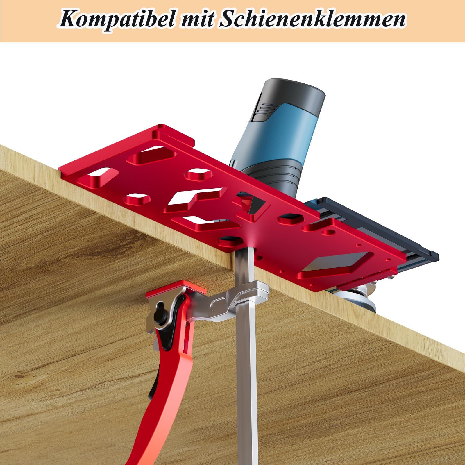 Tope de ángulo de guía para Bosch FSN – CNC mecanizado 90° tope de ángulo de aluminio para Bosch GST y GKF (con adaptador) – Duradero, fácil montaje para cortes exactos (rojo)
