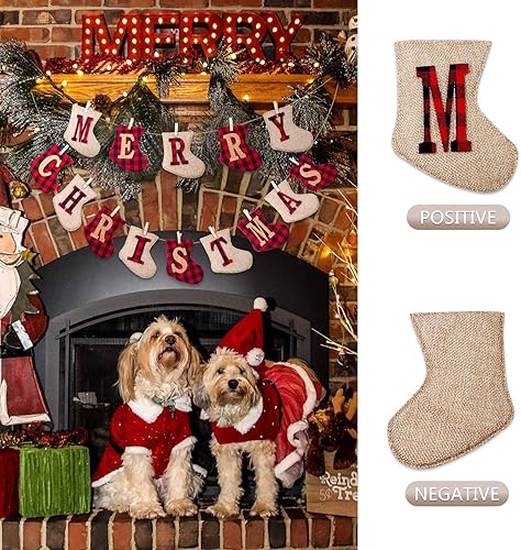 Miniatura 3 de Cartel de arpillera de Feliz Navidad, decoración navideña en forma de calcetín, decoración colgante para interiores y exteriores, decoraciones