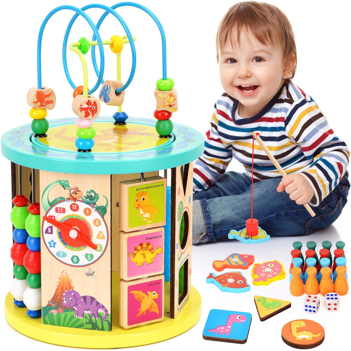 Wooden Activity Cube Bead Maze 10 in 1 Multi-purpose Educational Toys for Baby Kids Children Toddlers