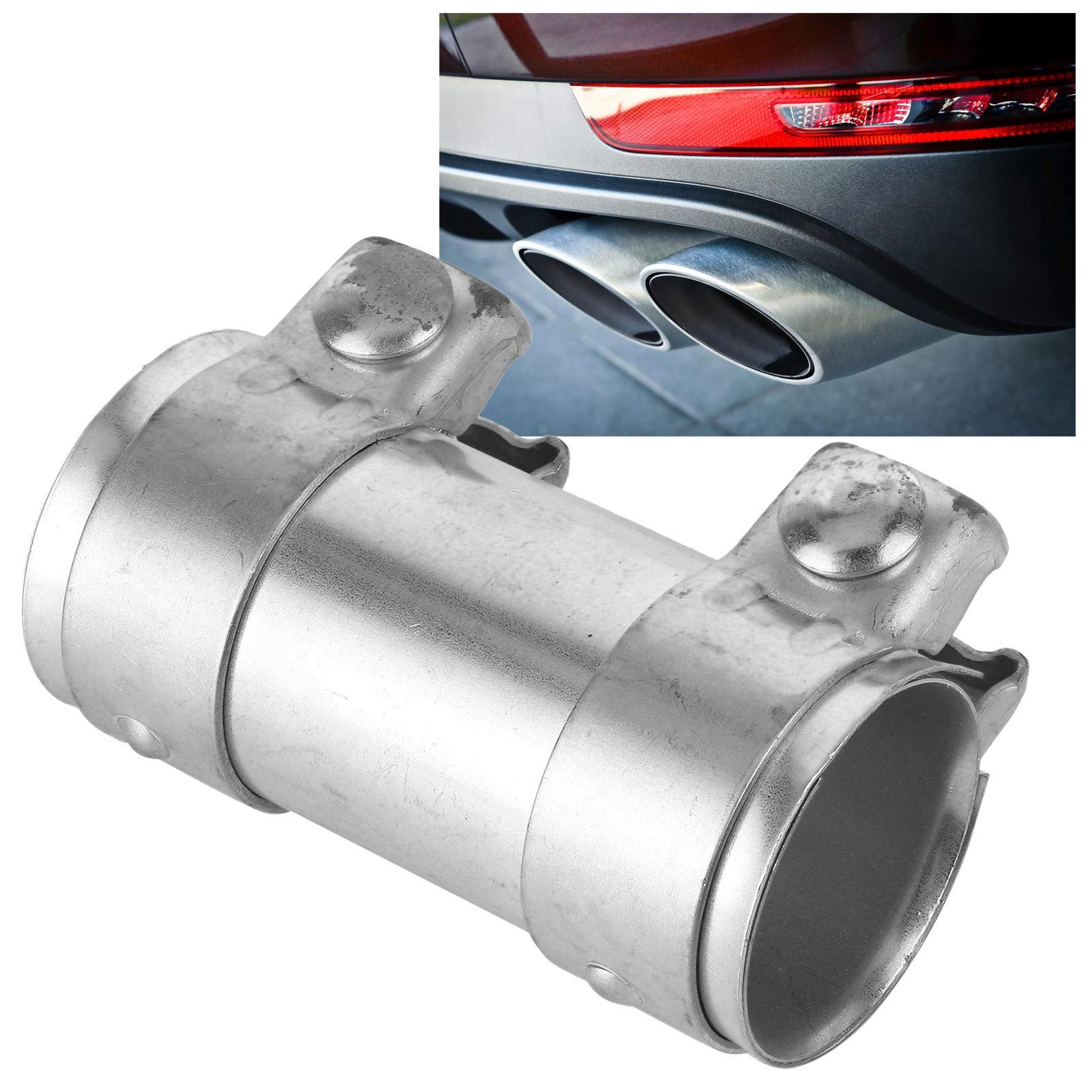 Morsetto per Tubo Marmitta per Auto, Connettore per Tubo Marmitta di Scarico Giunto per Manicotto a Doppio Morsetto Accessorio per Automobile da 2 Pollici/51 Mm