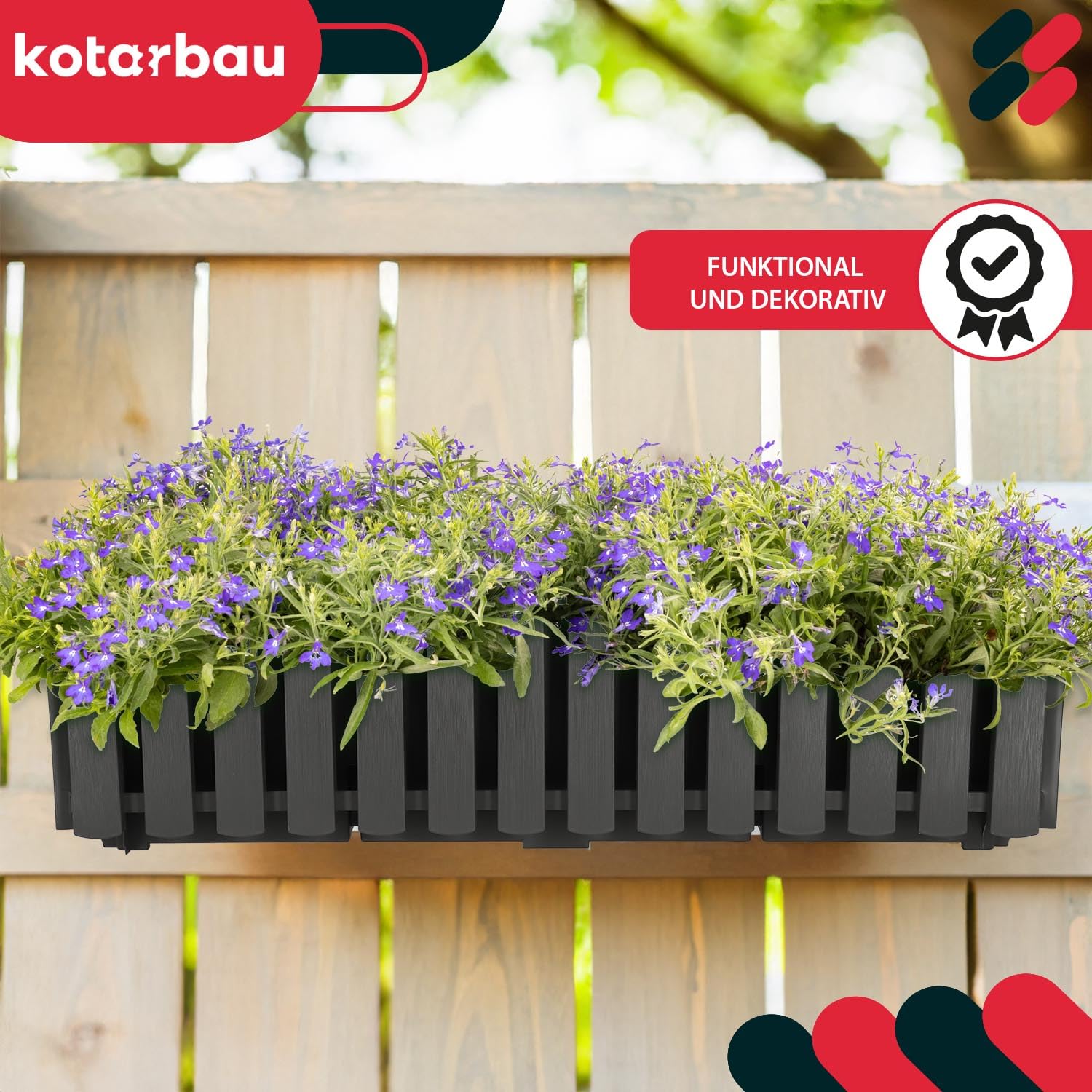 KOTARBAU® Blumenkasten Balkon 58x18x16cm, Balkonkasten mit Wasserspeicher