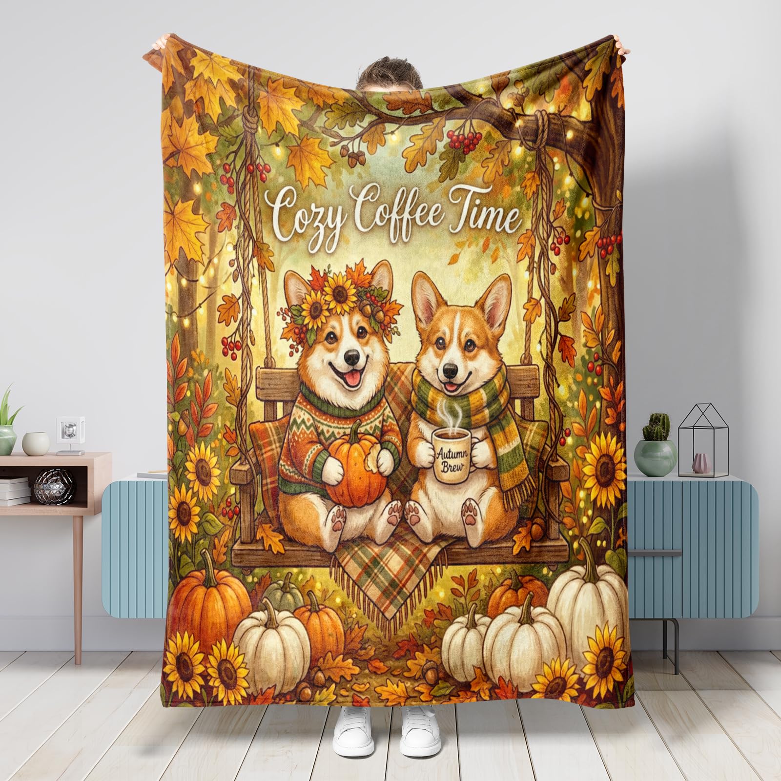 Couverture d'automne de qualité supérieure, décoration d'intérieur cool motif citrouille