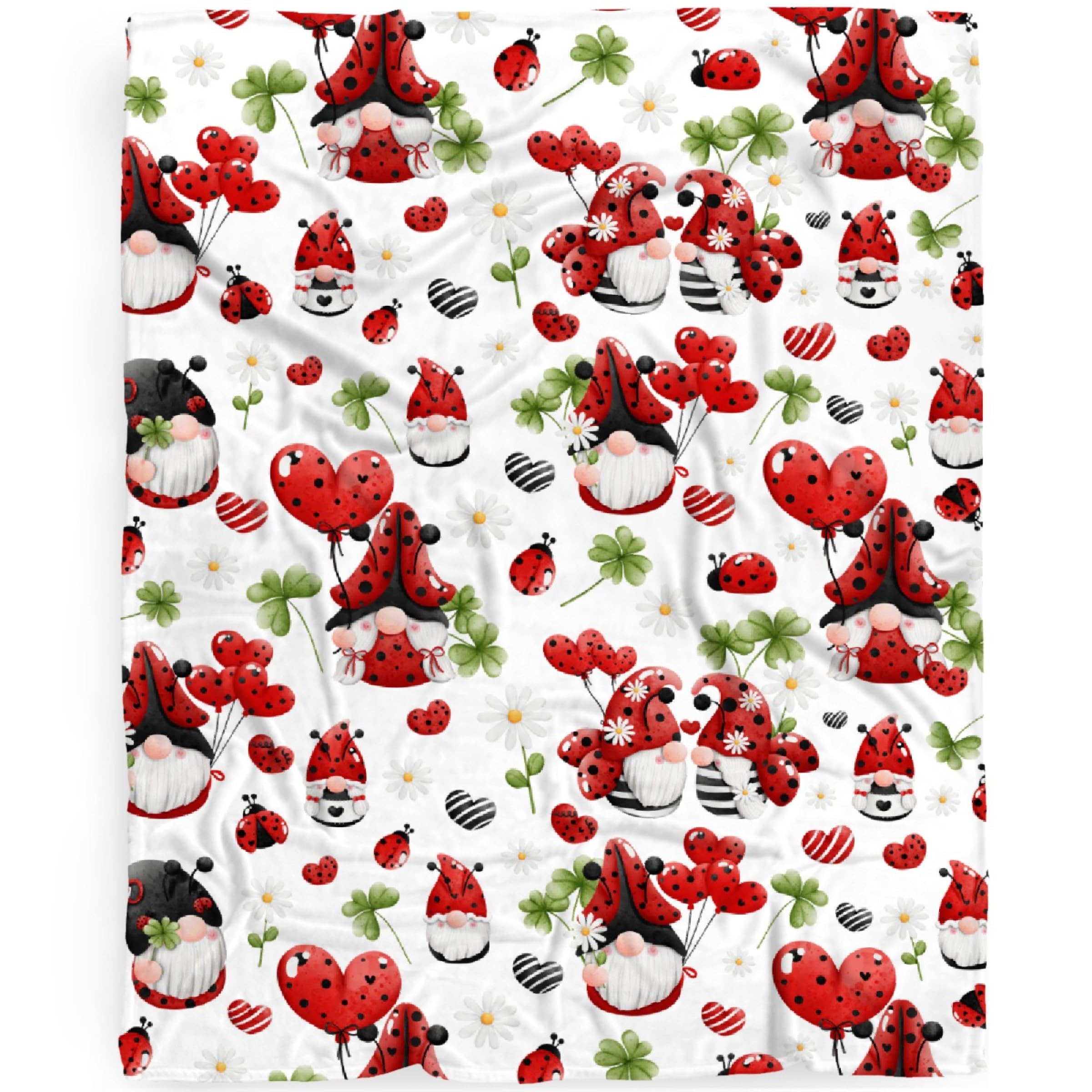 Lady-Bug Gnome Baby Blanket Gifts Super Soft Lady-Bug Toddler Blanket for Boys Girls, Newborn, Infant Nursery Crib 30x40 in for Pet/Toddler