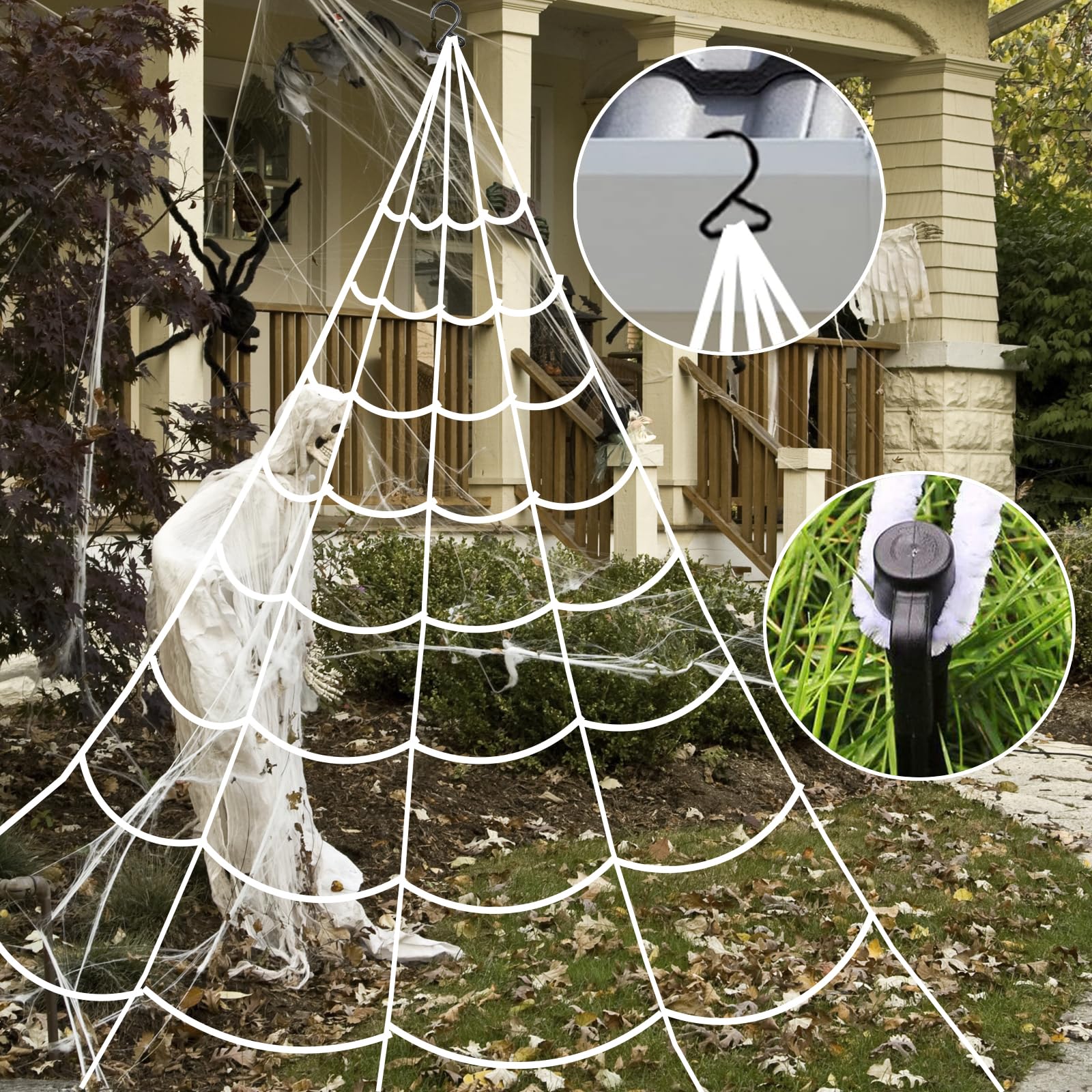 Riesen Spinnennetz Halloween Deko - 6x5m Mit LED Lichtern & Großer Spinne