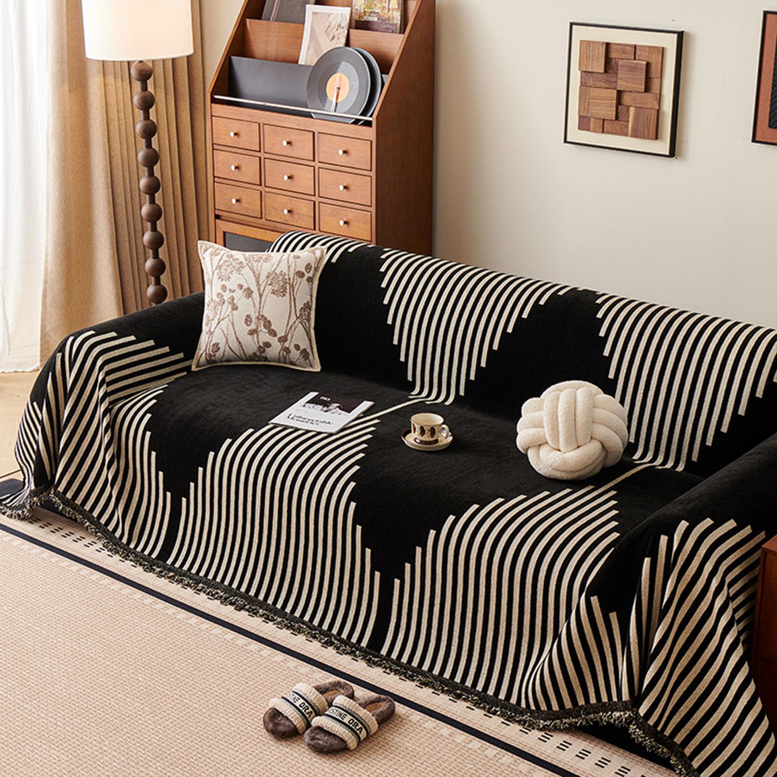Housse de canapé lavable contre les taches et poils d'animaux couverture chenille